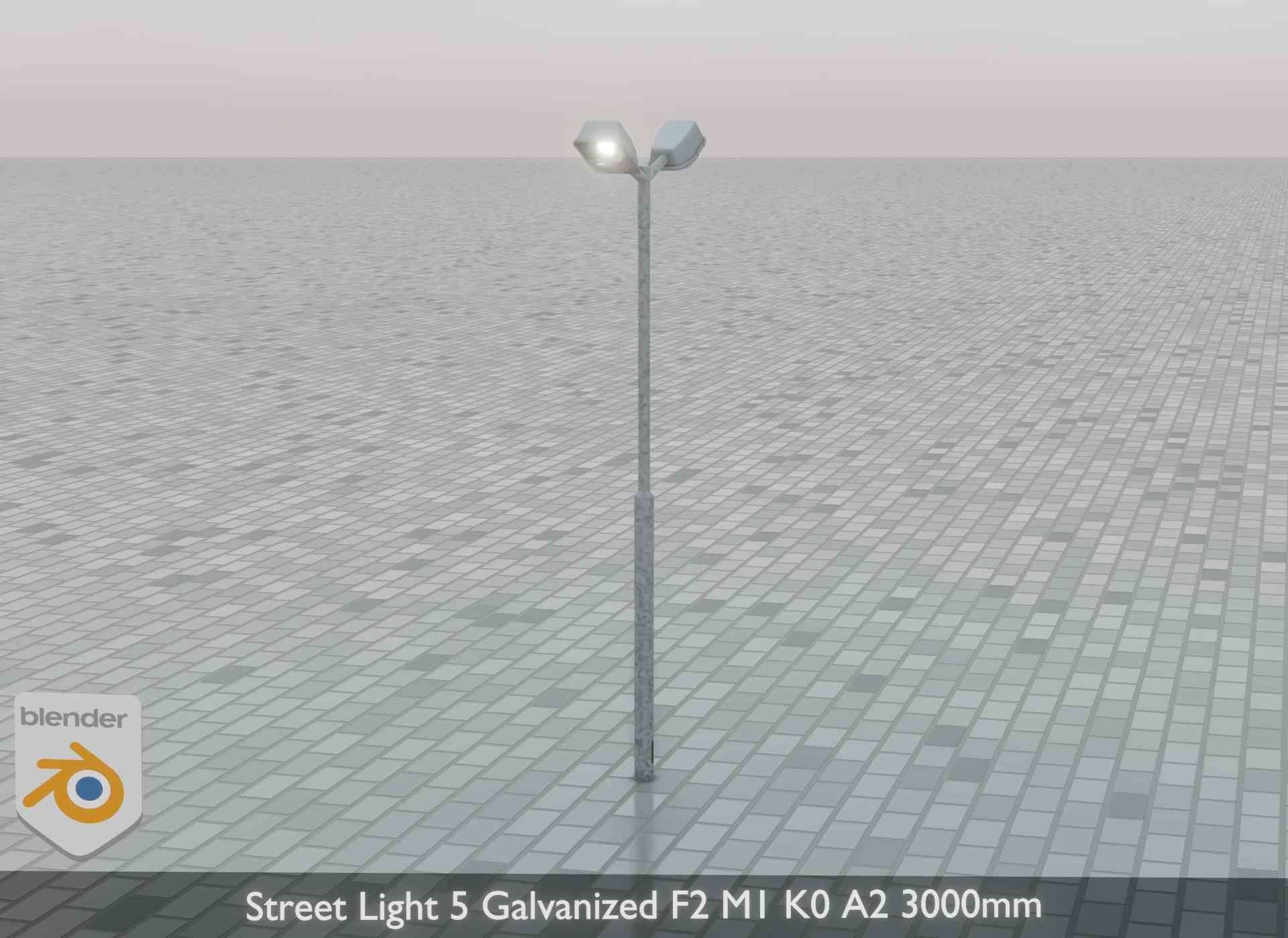 Street Light 5 Galvanized F2 M1 K0 A2 3000mm Low-poly 3D model_47