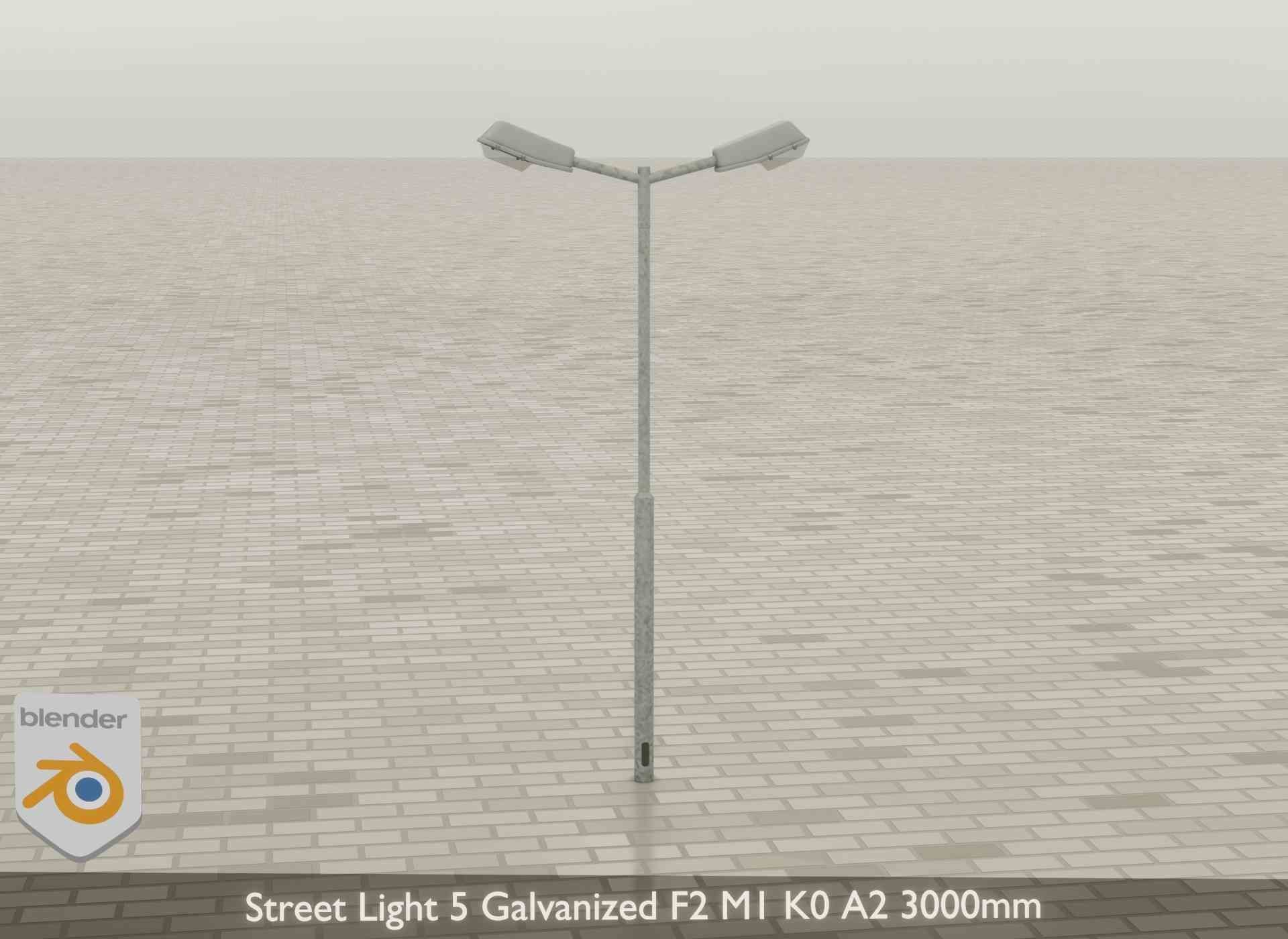 Street Light 5 Galvanized F2 M1 K0 A2 3000mm Low-poly 3D model_26