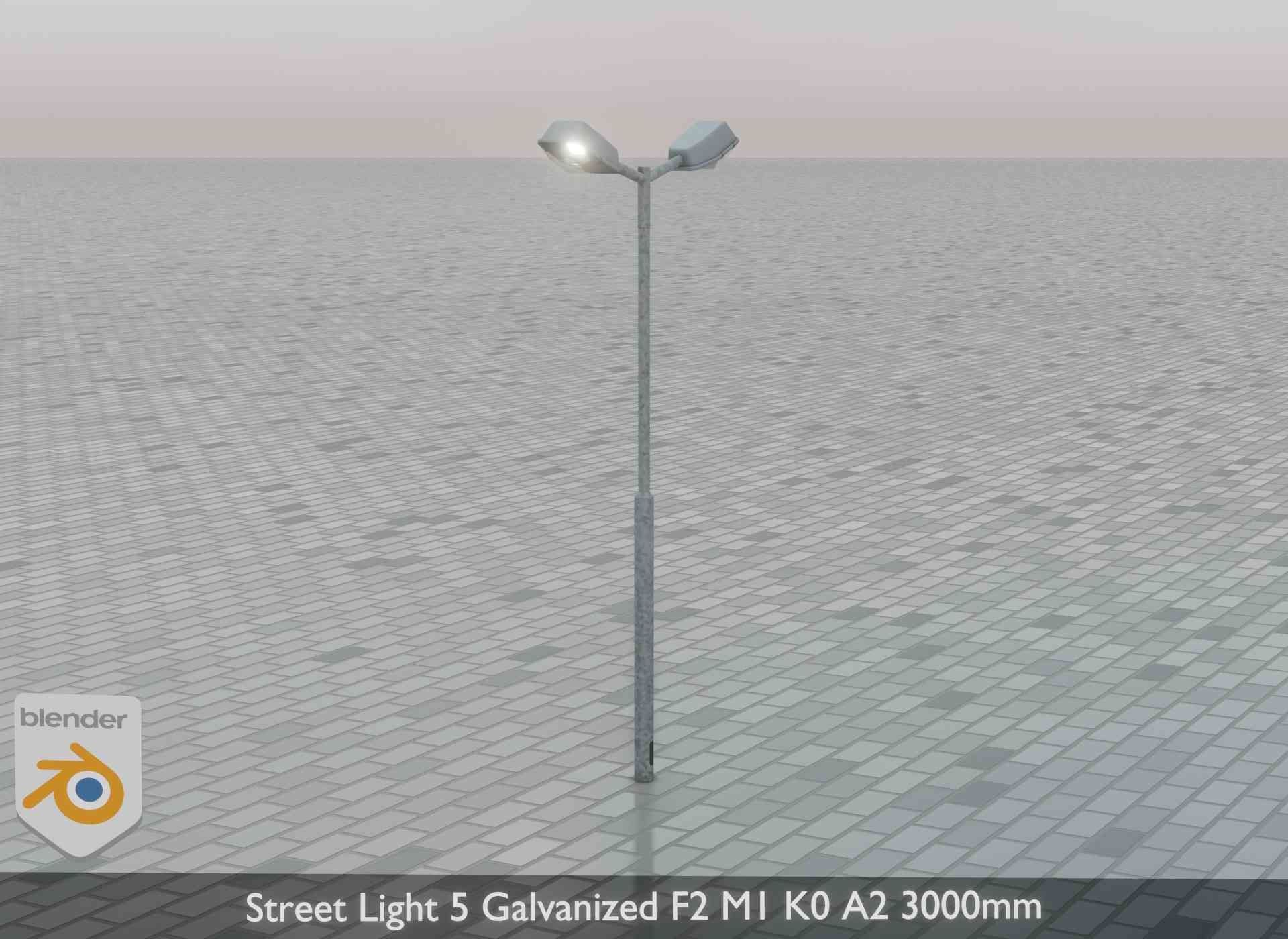 Street Light 5 Galvanized F2 M1 K0 A2 3000mm Low-poly 3D model_48