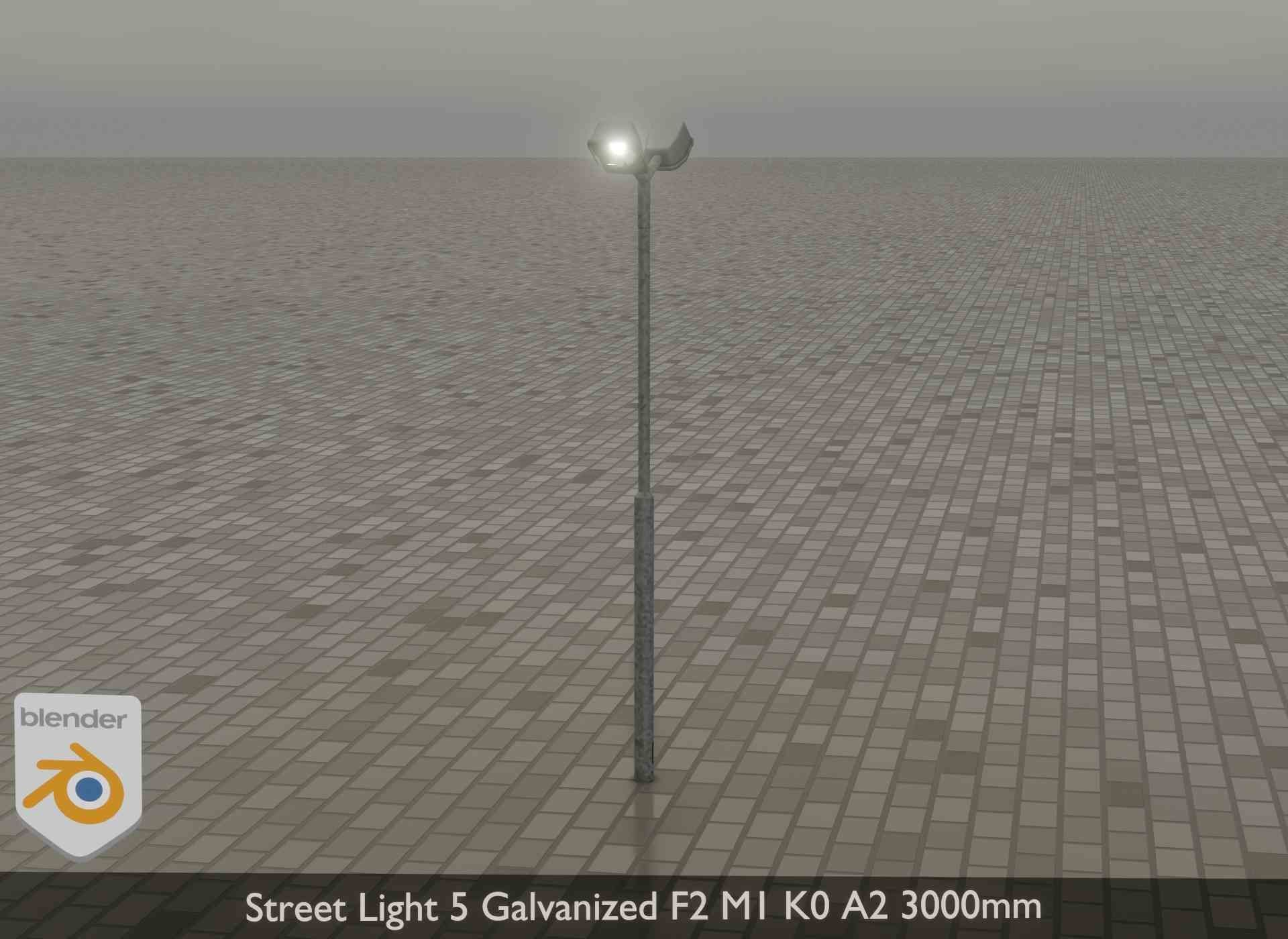 Street Light 5 Galvanized F2 M1 K0 A2 3000mm Low-poly 3D model_21