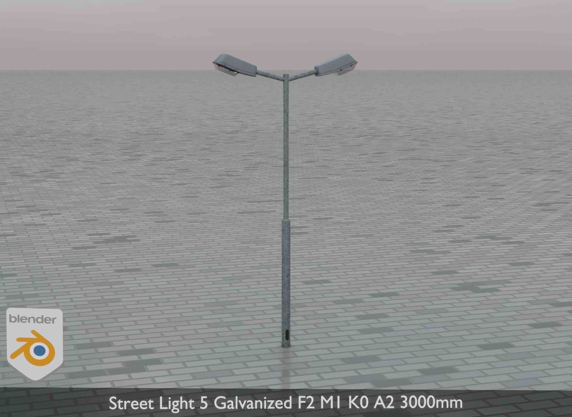 Street Light 5 Galvanized F2 M1 K0 A2 3000mm Low-poly 3D model_51