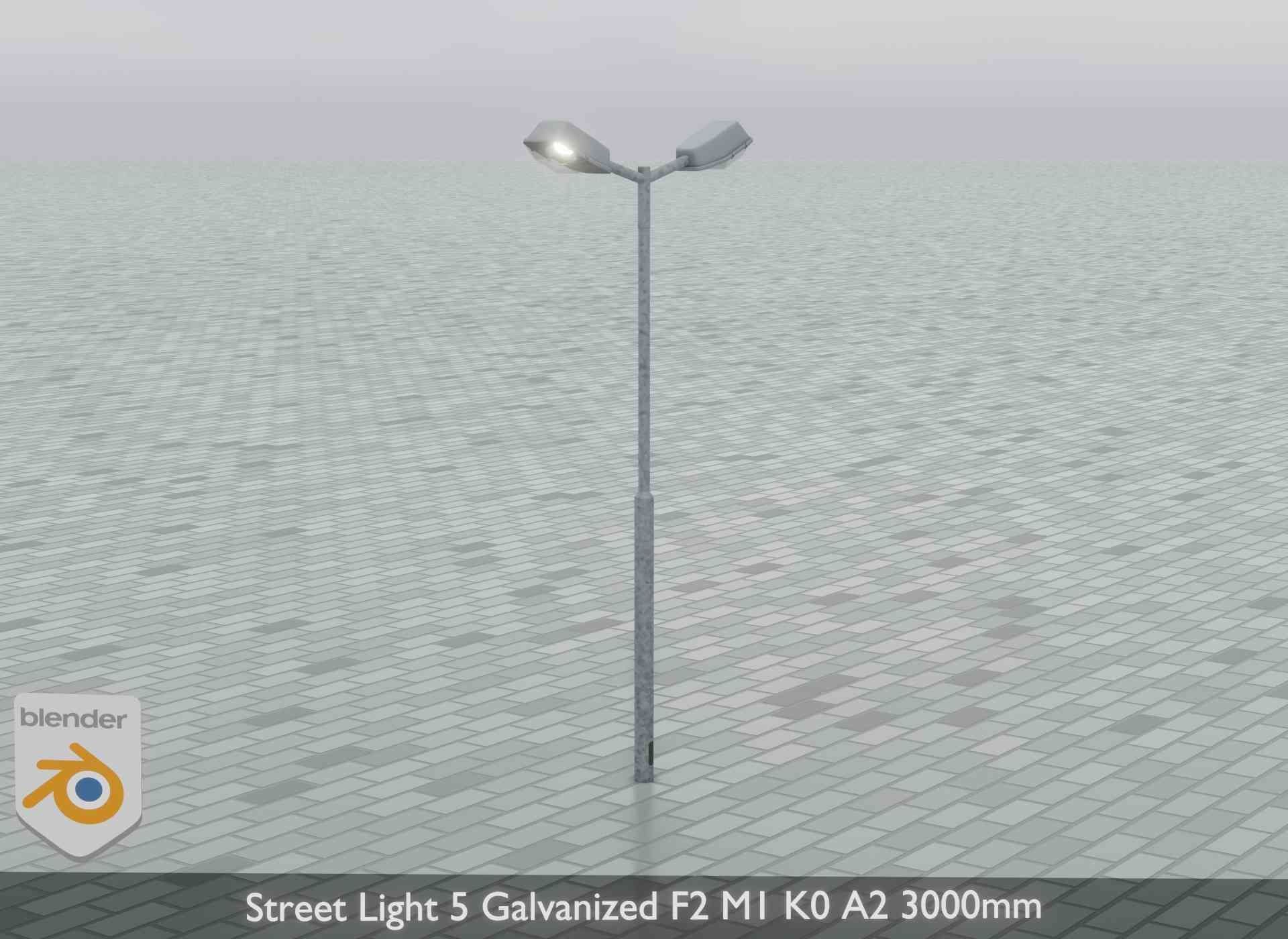 Street Light 5 Galvanized F2 M1 K0 A2 3000mm Low-poly 3D model_10