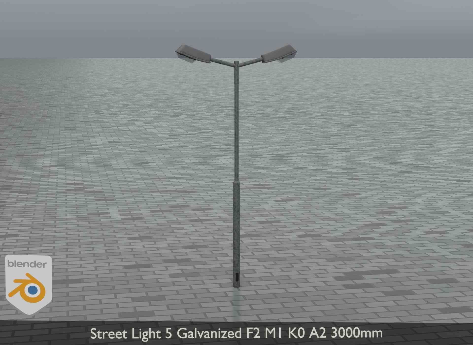 Street Light 5 Galvanized F2 M1 K0 A2 3000mm Low-poly 3D model_13