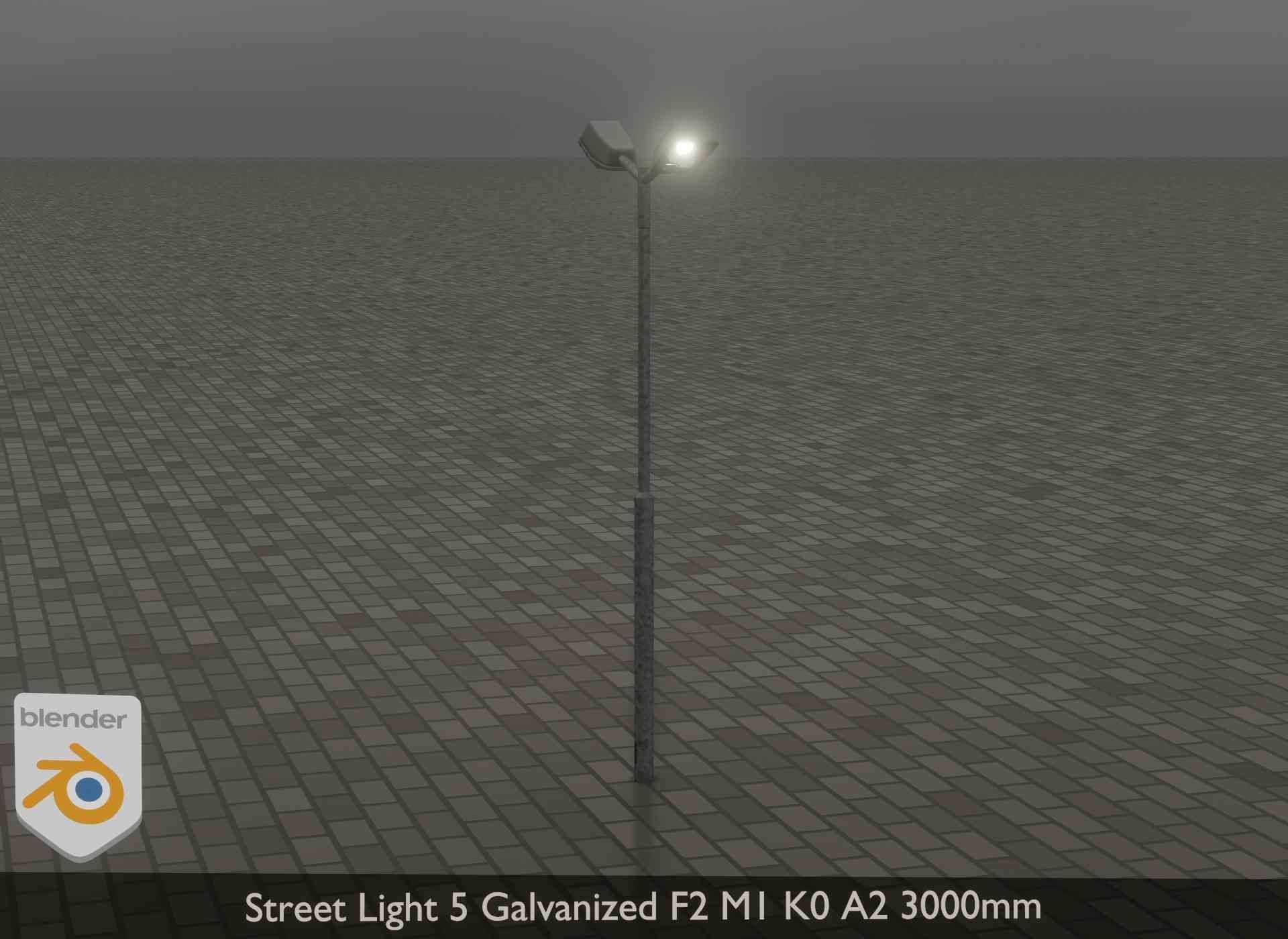 Street Light 5 Galvanized F2 M1 K0 A2 3000mm Low-poly 3D model_19