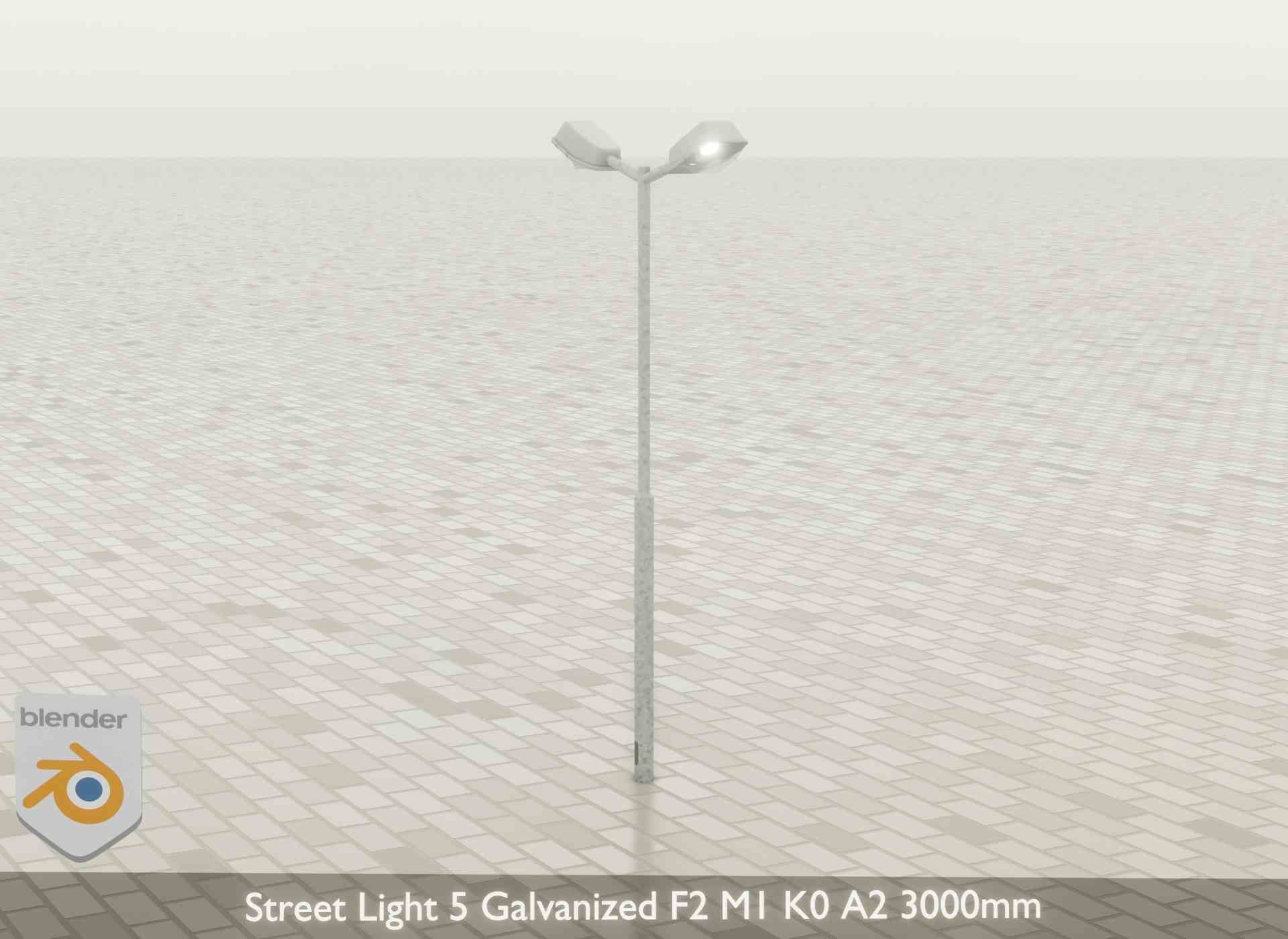 Street Light 5 Galvanized F2 M1 K0 A2 3000mm Low-poly 3D model_31