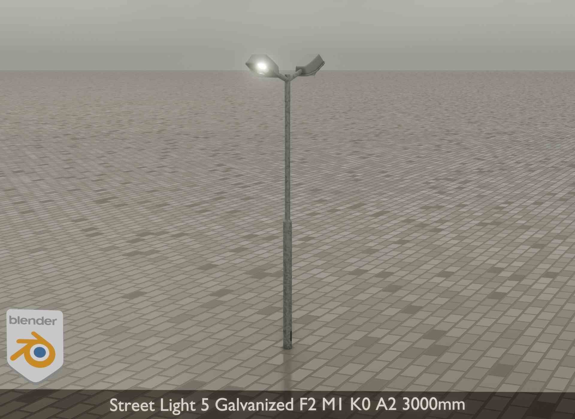 Street Light 5 Galvanized F2 M1 K0 A2 3000mm Low-poly 3D model_22