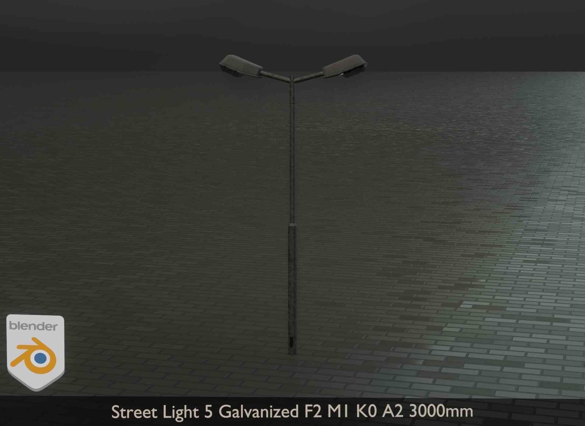 Street Light 5 Galvanized F2 M1 K0 A2 3000mm Low-poly 3D model_15