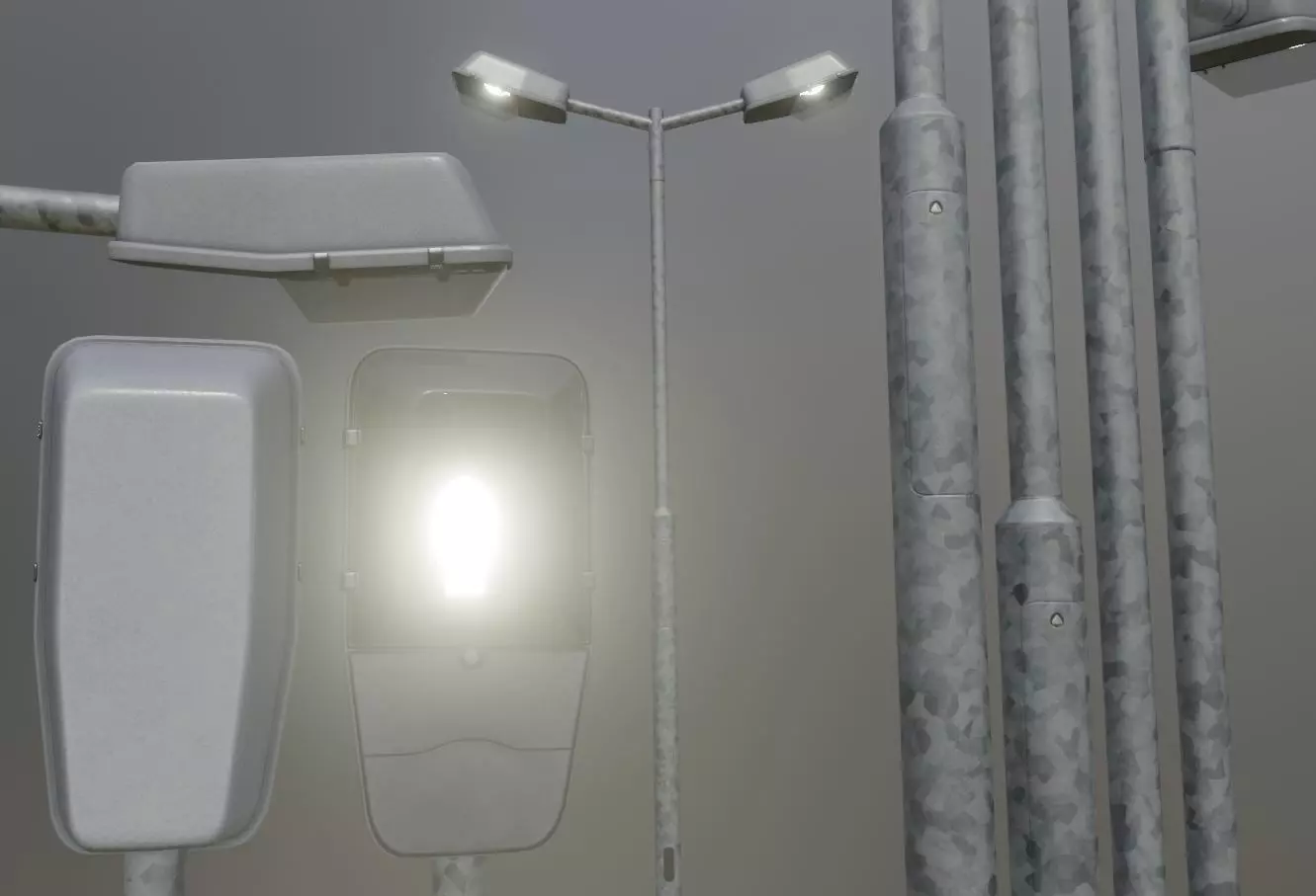 Street Light 5 Galvanized F2 M1 K0 A2 3000mm Low-poly 3D model_0