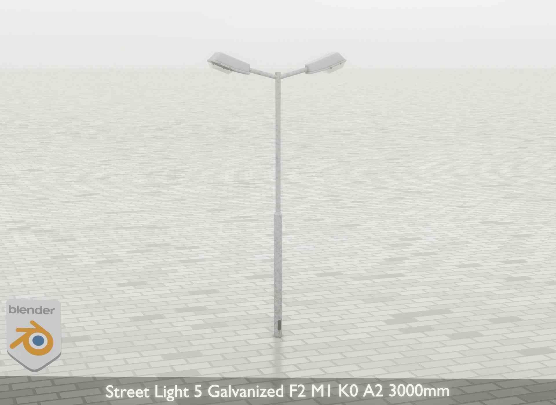Street Light 5 Galvanized F2 M1 K0 A2 3000mm Low-poly 3D model_38