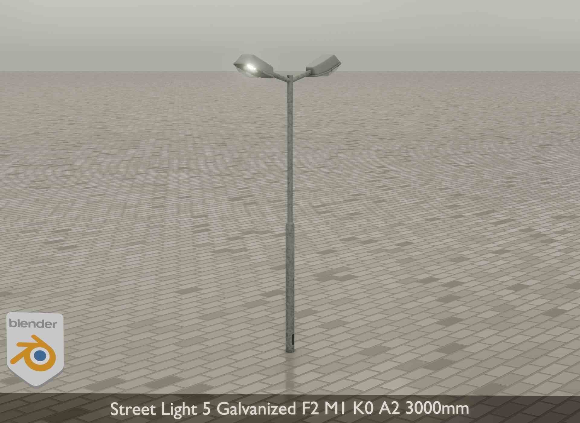 Street Light 5 Galvanized F2 M1 K0 A2 3000mm Low-poly 3D model_23