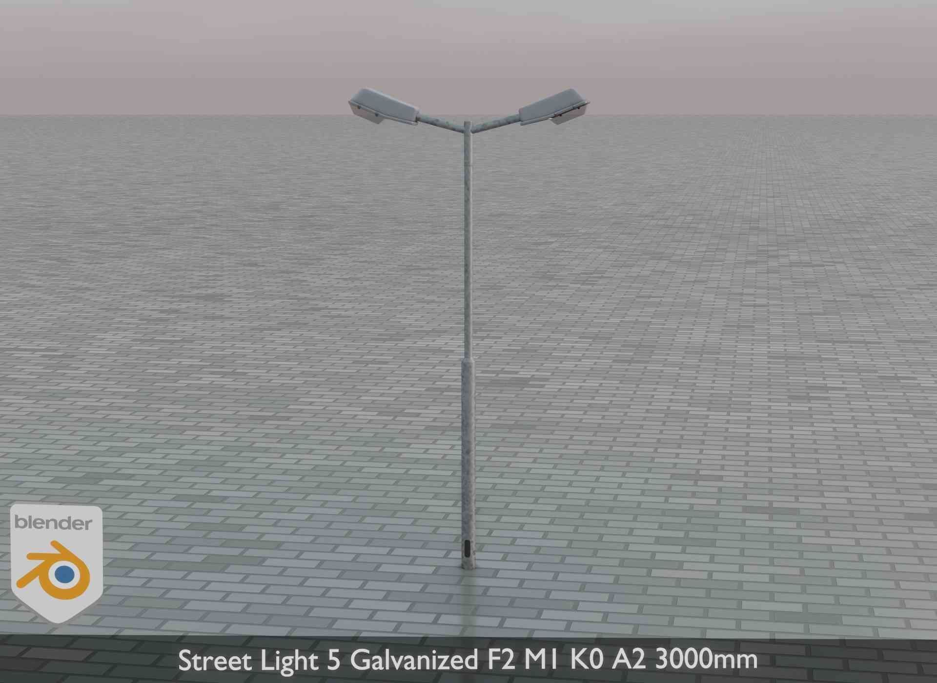 Street Light 5 Galvanized F2 M1 K0 A2 3000mm Low-poly 3D model_53