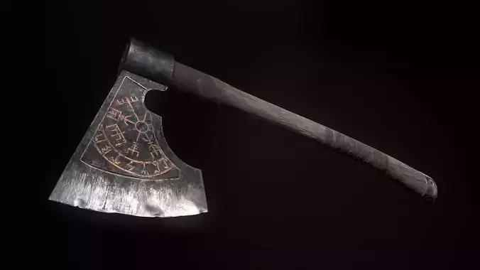 Medieval battle viking axe Game ready