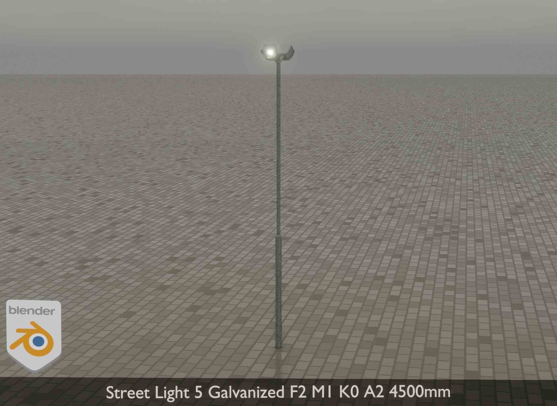 Street Light 5 Galvanized F2 M1 K0 A2 4500mm Low-poly 3D model_20