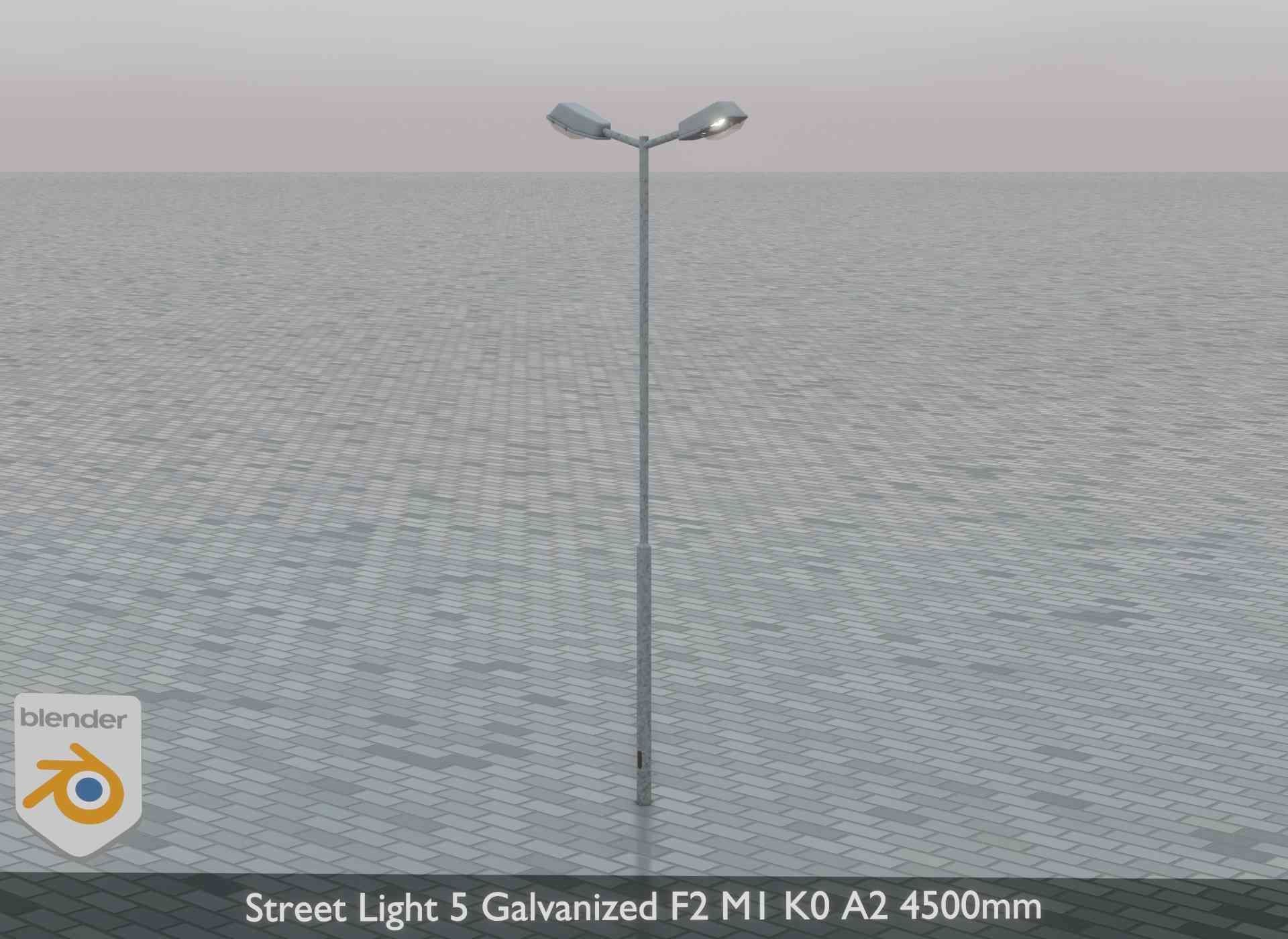 Street Light 5 Galvanized F2 M1 K0 A2 4500mm Low-poly 3D model_3