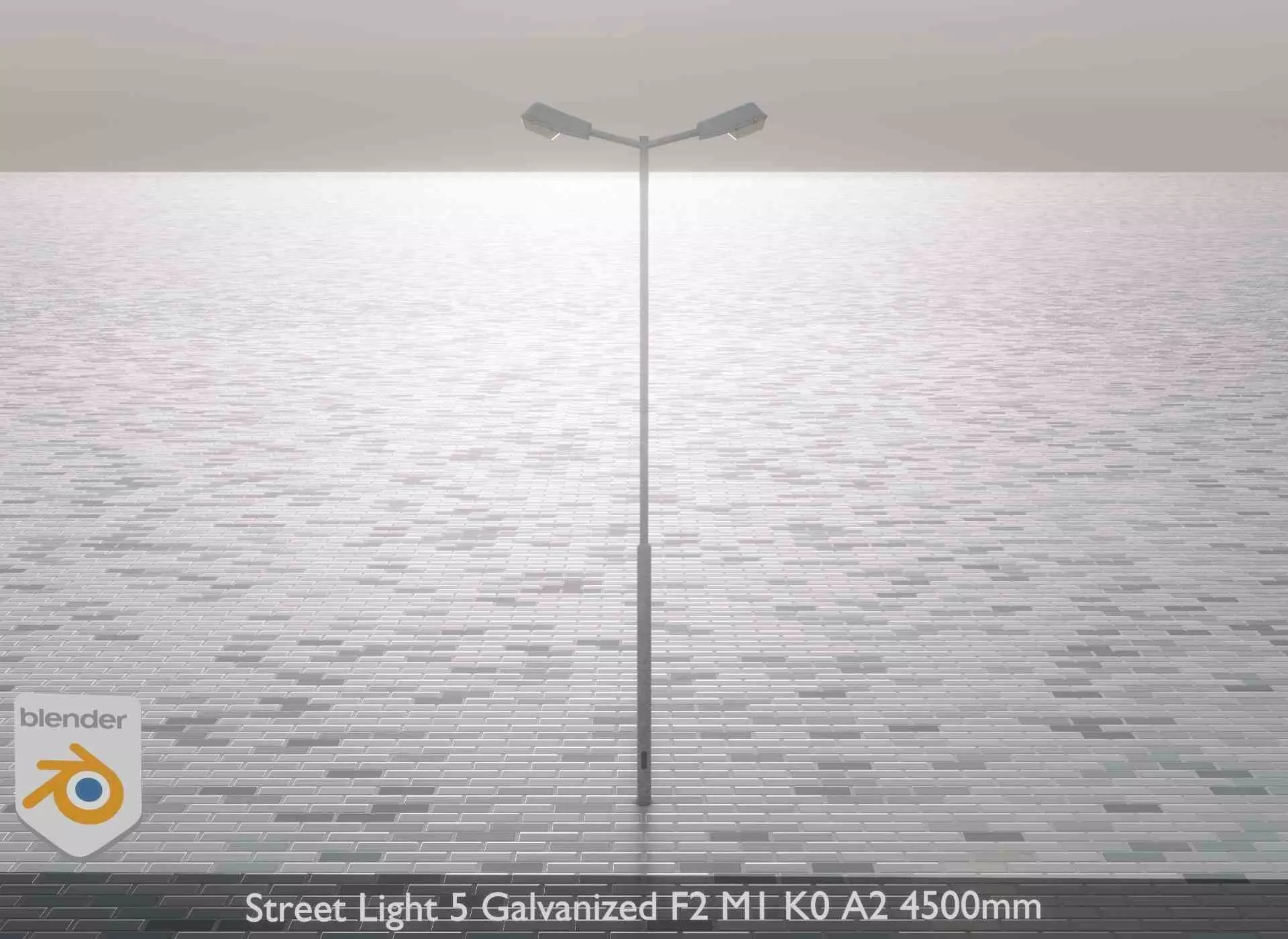Street Light 5 Galvanized F2 M1 K0 A2 4500mm Low-poly 3D model_0