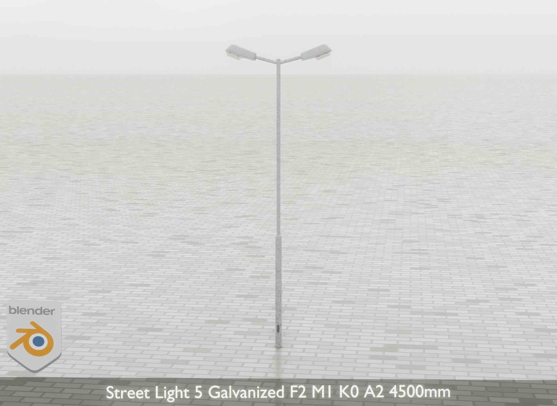 Street Light 5 Galvanized F2 M1 K0 A2 4500mm Low-poly 3D model_39