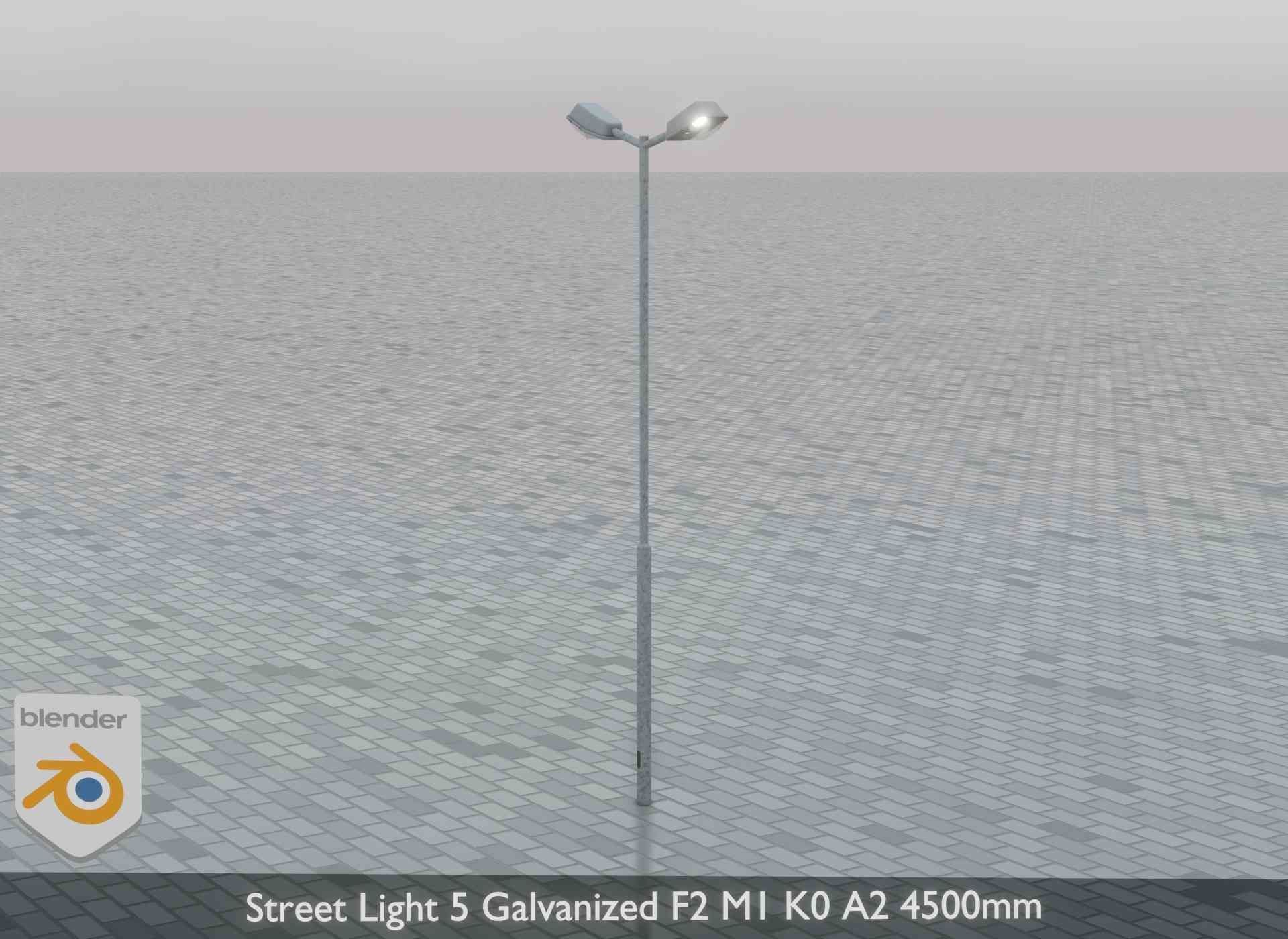 Street Light 5 Galvanized F2 M1 K0 A2 4500mm Low-poly 3D model_4