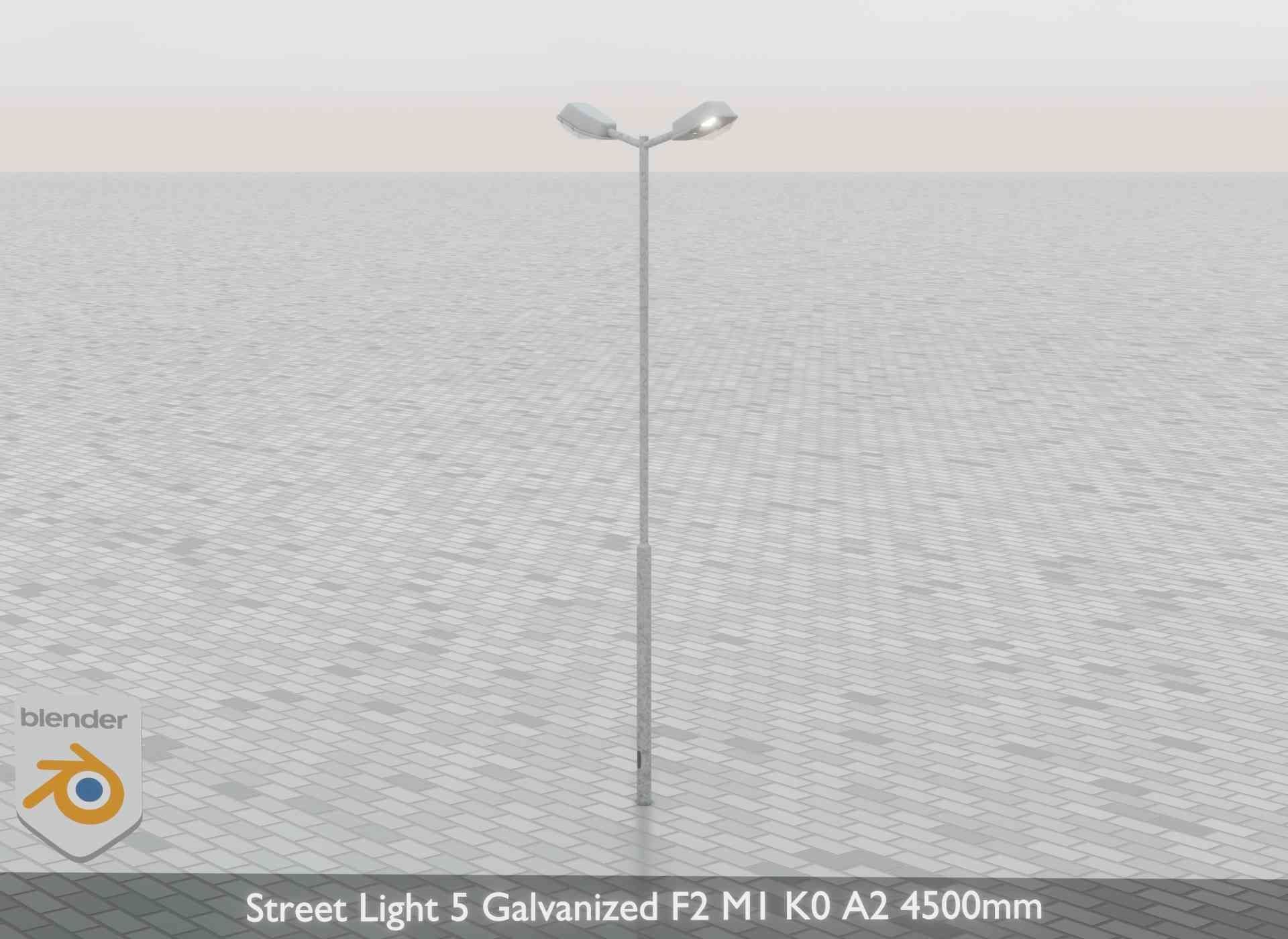 Street Light 5 Galvanized F2 M1 K0 A2 4500mm Low-poly 3D model_42