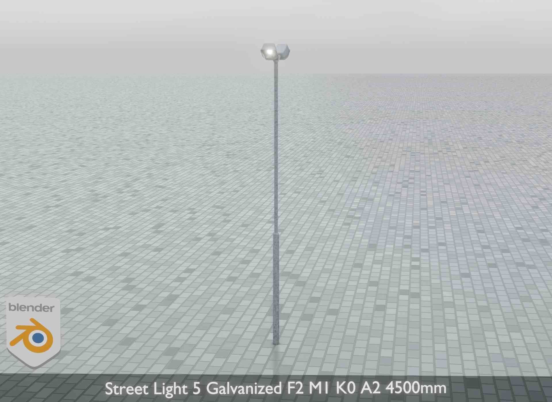Street Light 5 Galvanized F2 M1 K0 A2 4500mm Low-poly 3D model_7