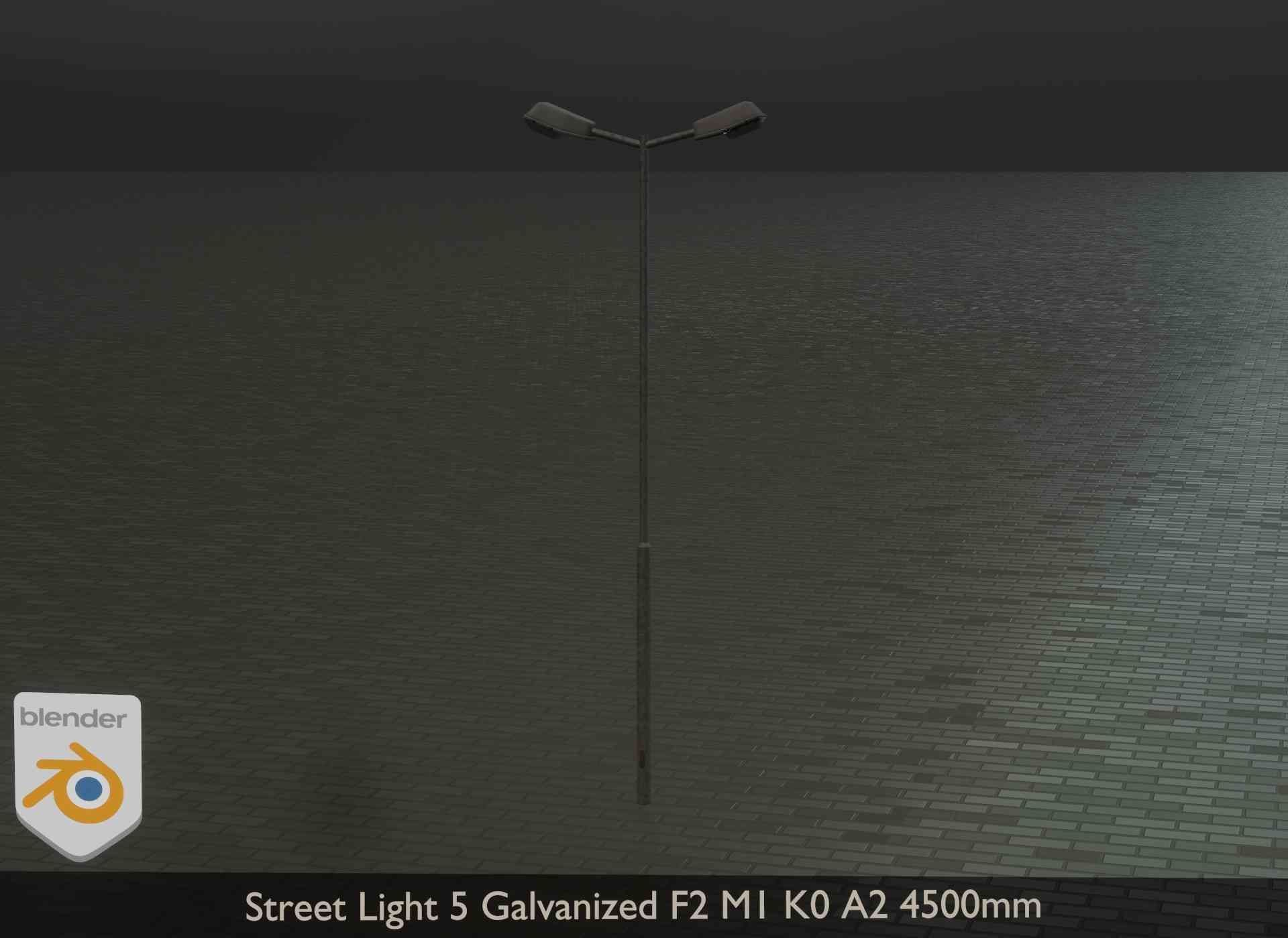 Street Light 5 Galvanized F2 M1 K0 A2 4500mm Low-poly 3D model_14