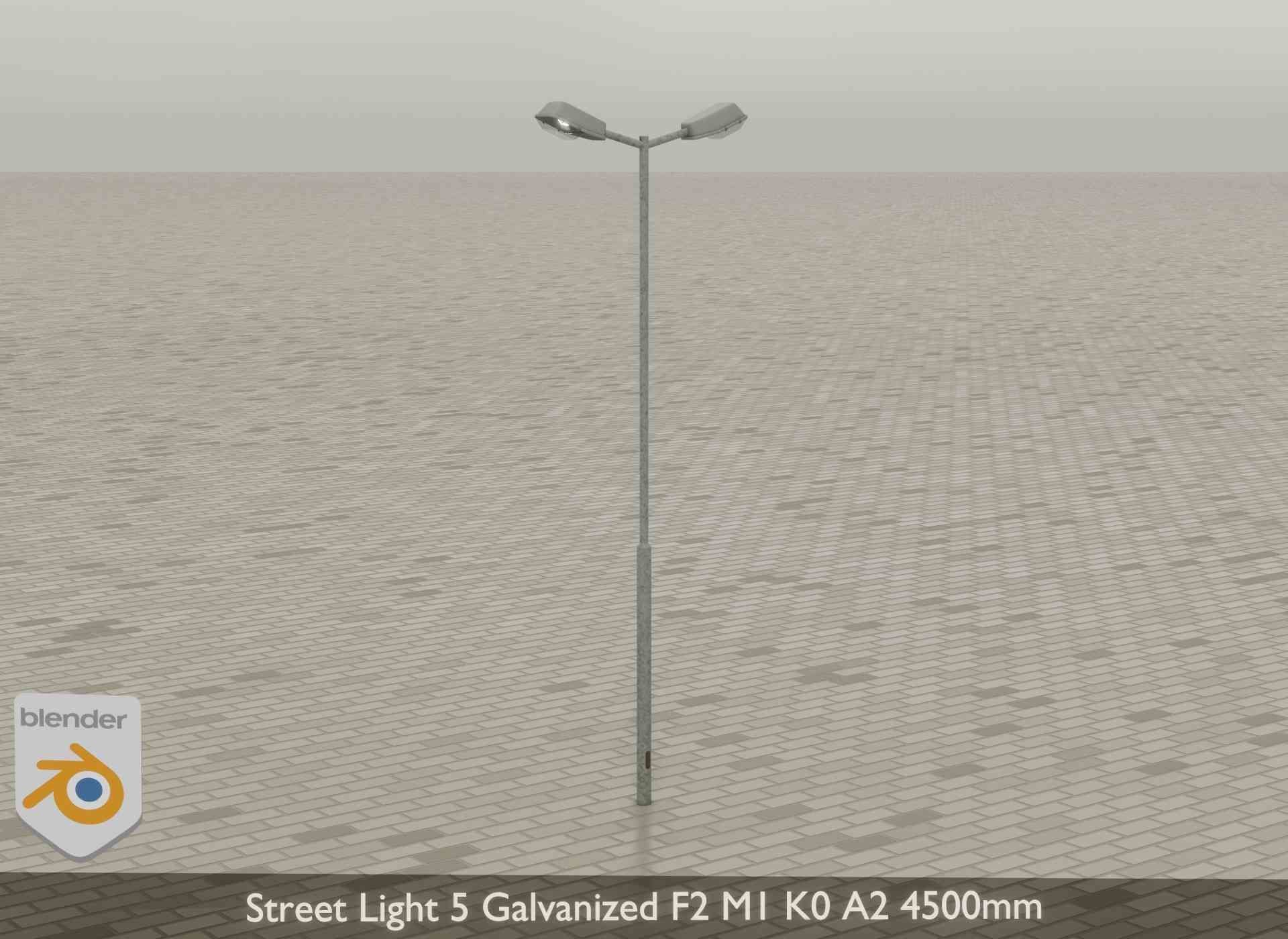 Street Light 5 Galvanized F2 M1 K0 A2 4500mm Low-poly 3D model_23