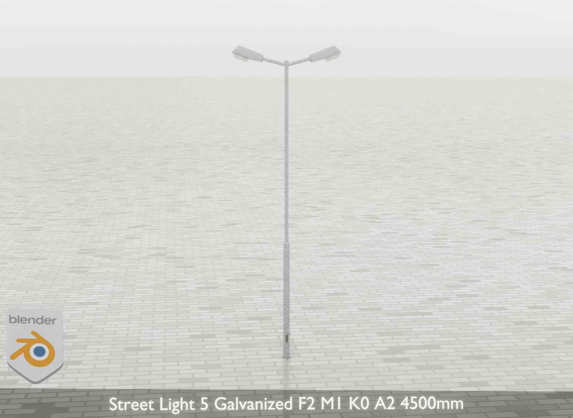 Street Light 5 Galvanized F2 M1 K0 A2 4500mm Low-poly 3D model_38