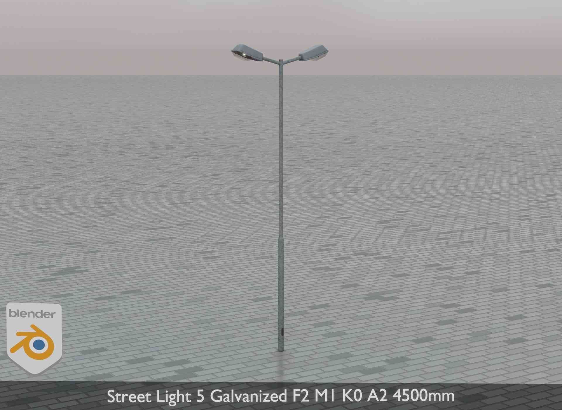 Street Light 5 Galvanized F2 M1 K0 A2 4500mm Low-poly 3D model_49