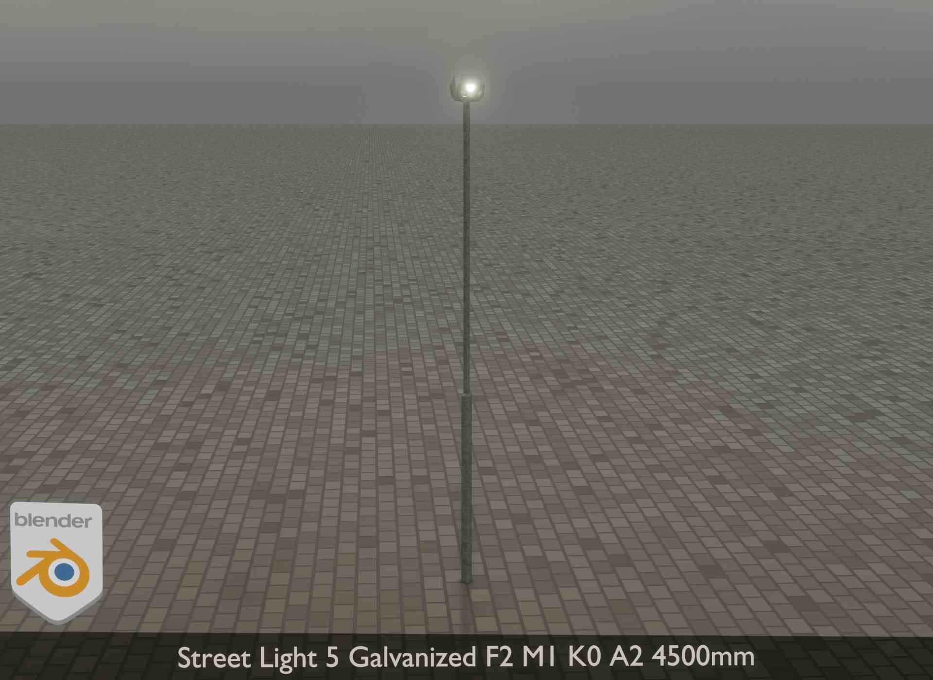 Street Light 5 Galvanized F2 M1 K0 A2 4500mm Low-poly 3D model_19