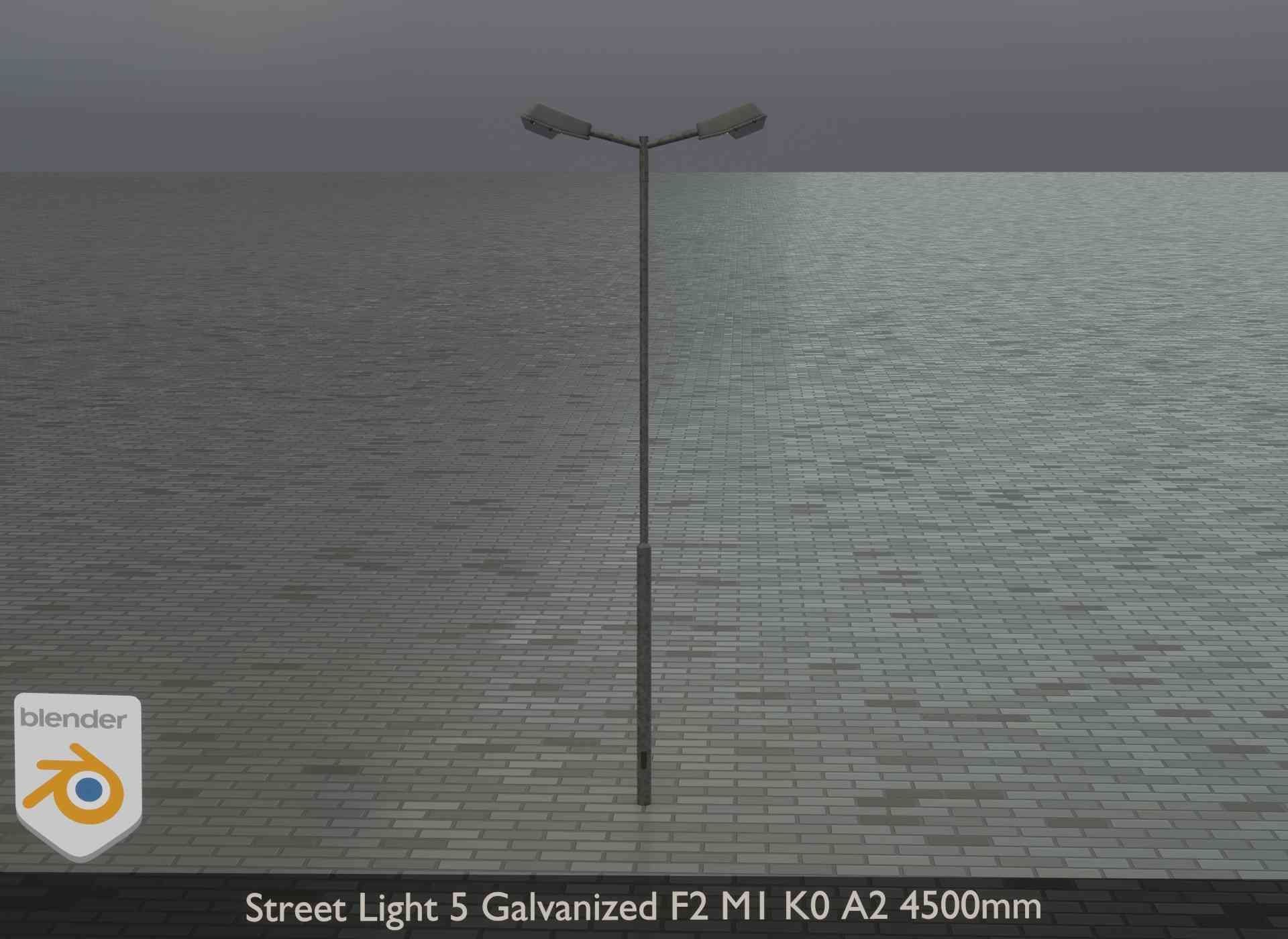 Street Light 5 Galvanized F2 M1 K0 A2 4500mm Low-poly 3D model_13