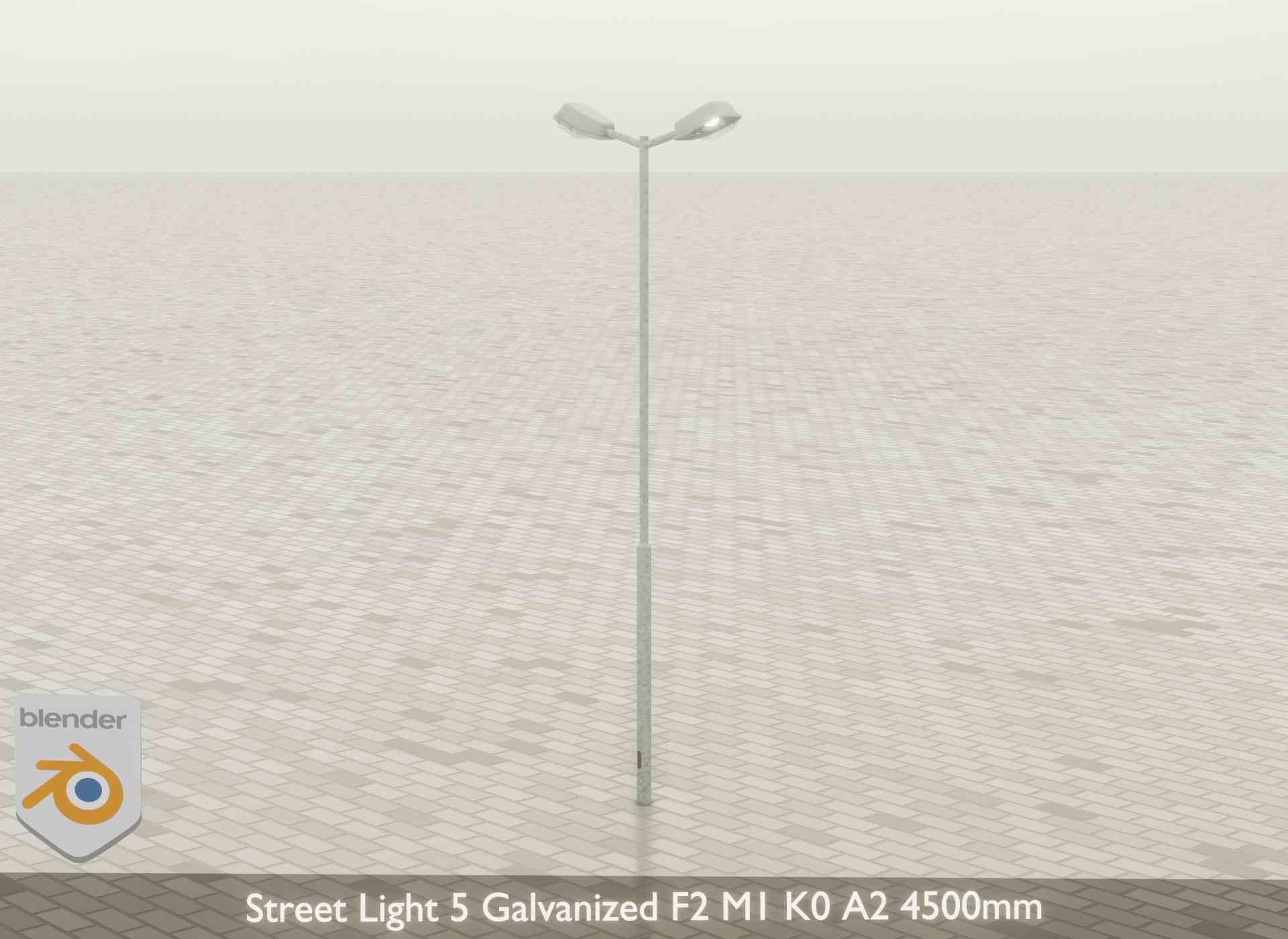 Street Light 5 Galvanized F2 M1 K0 A2 4500mm Low-poly 3D model_29