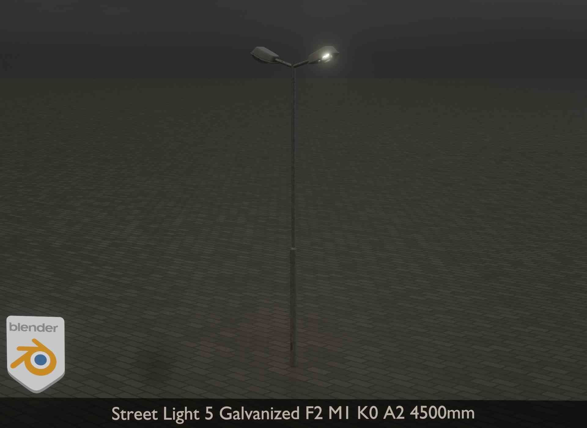 Street Light 5 Galvanized F2 M1 K0 A2 4500mm Low-poly 3D model_16