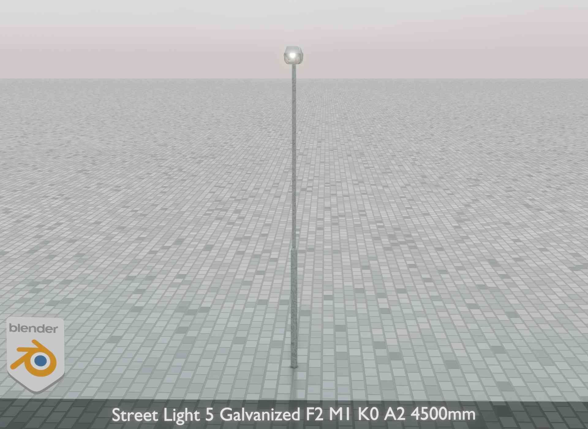 Street Light 5 Galvanized F2 M1 K0 A2 4500mm Low-poly 3D model_45