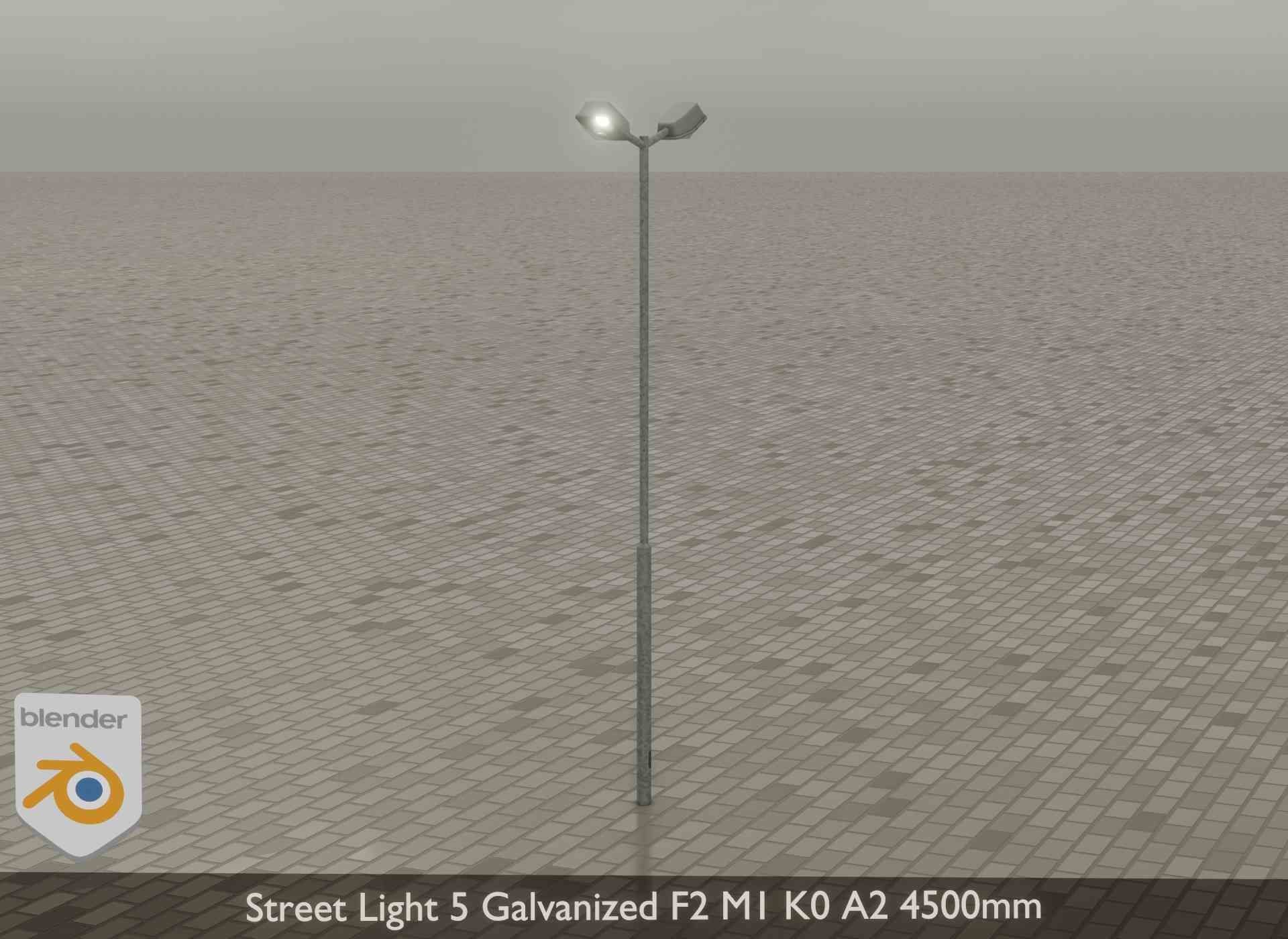 Street Light 5 Galvanized F2 M1 K0 A2 4500mm Low-poly 3D model_21