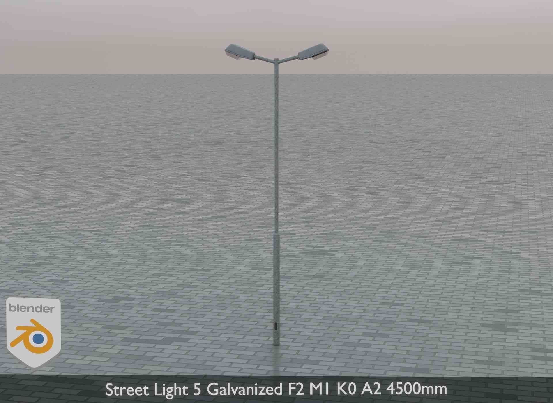 Street Light 5 Galvanized F2 M1 K0 A2 4500mm Low-poly 3D model_1