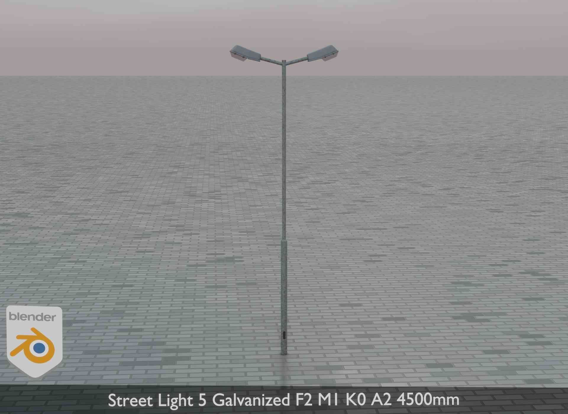 Street Light 5 Galvanized F2 M1 K0 A2 4500mm Low-poly 3D model_51