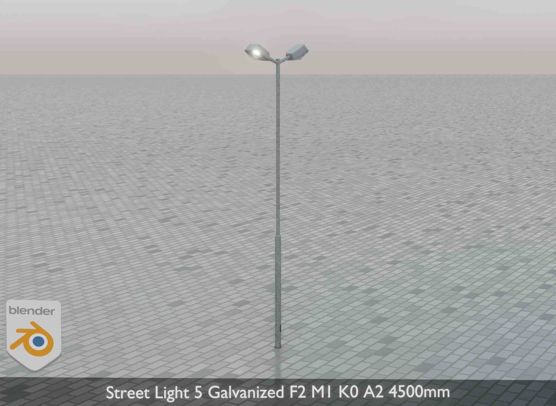 Street Light 5 Galvanized F2 M1 K0 A2 4500mm Low-poly 3D model_47