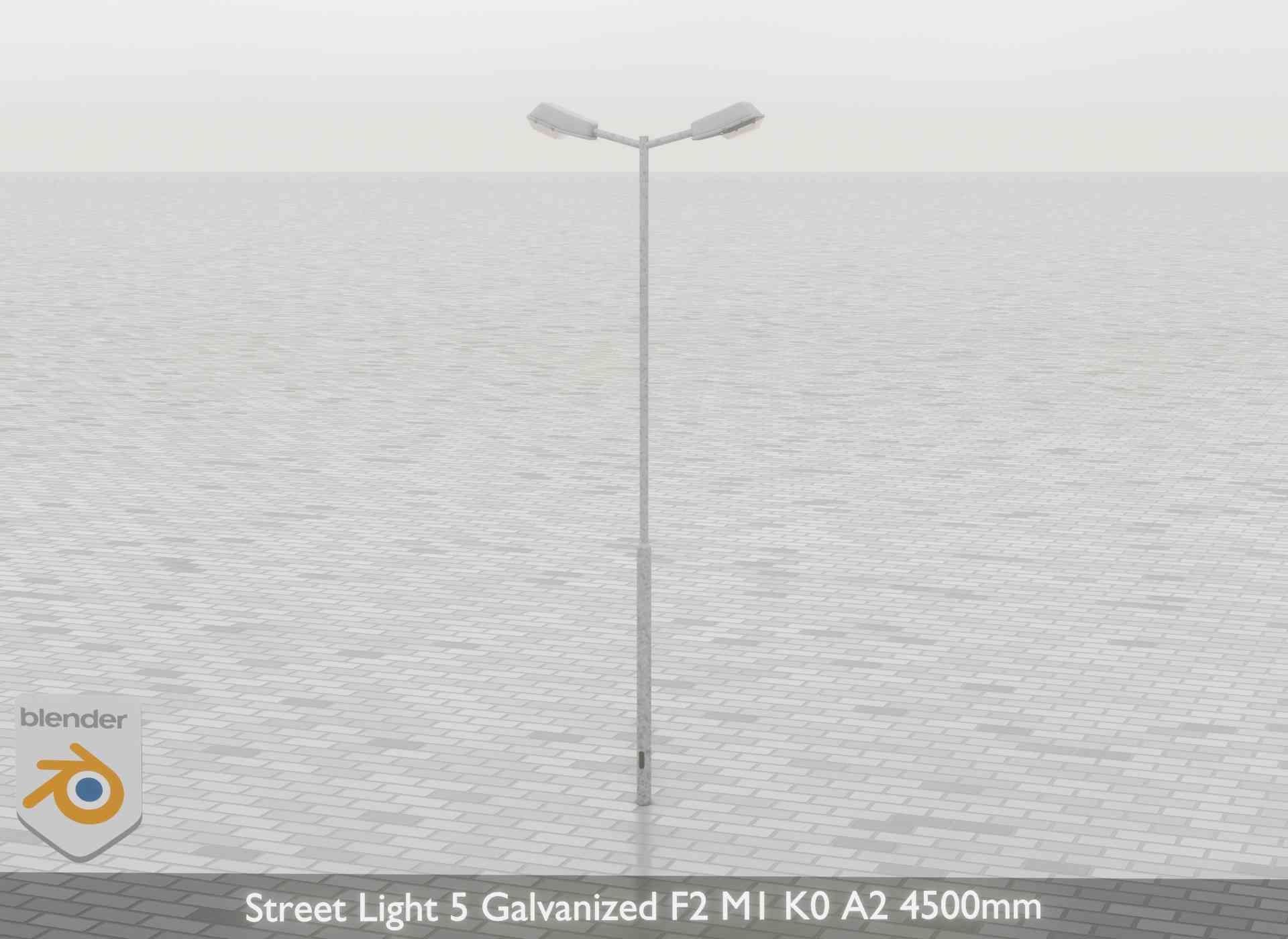 Street Light 5 Galvanized F2 M1 K0 A2 4500mm Low-poly 3D model_40