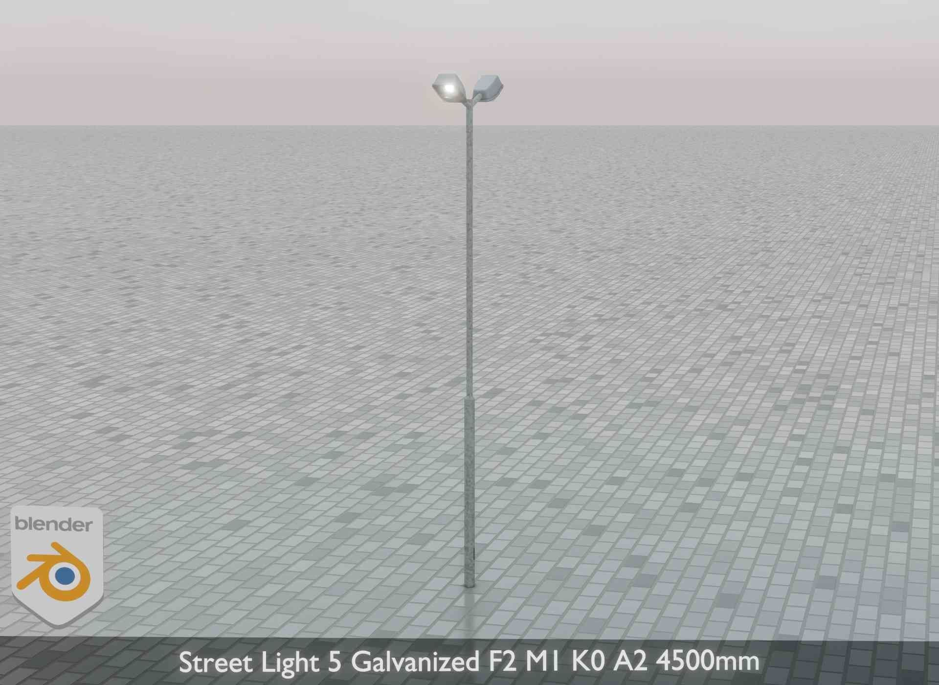 Street Light 5 Galvanized F2 M1 K0 A2 4500mm Low-poly 3D model_46
