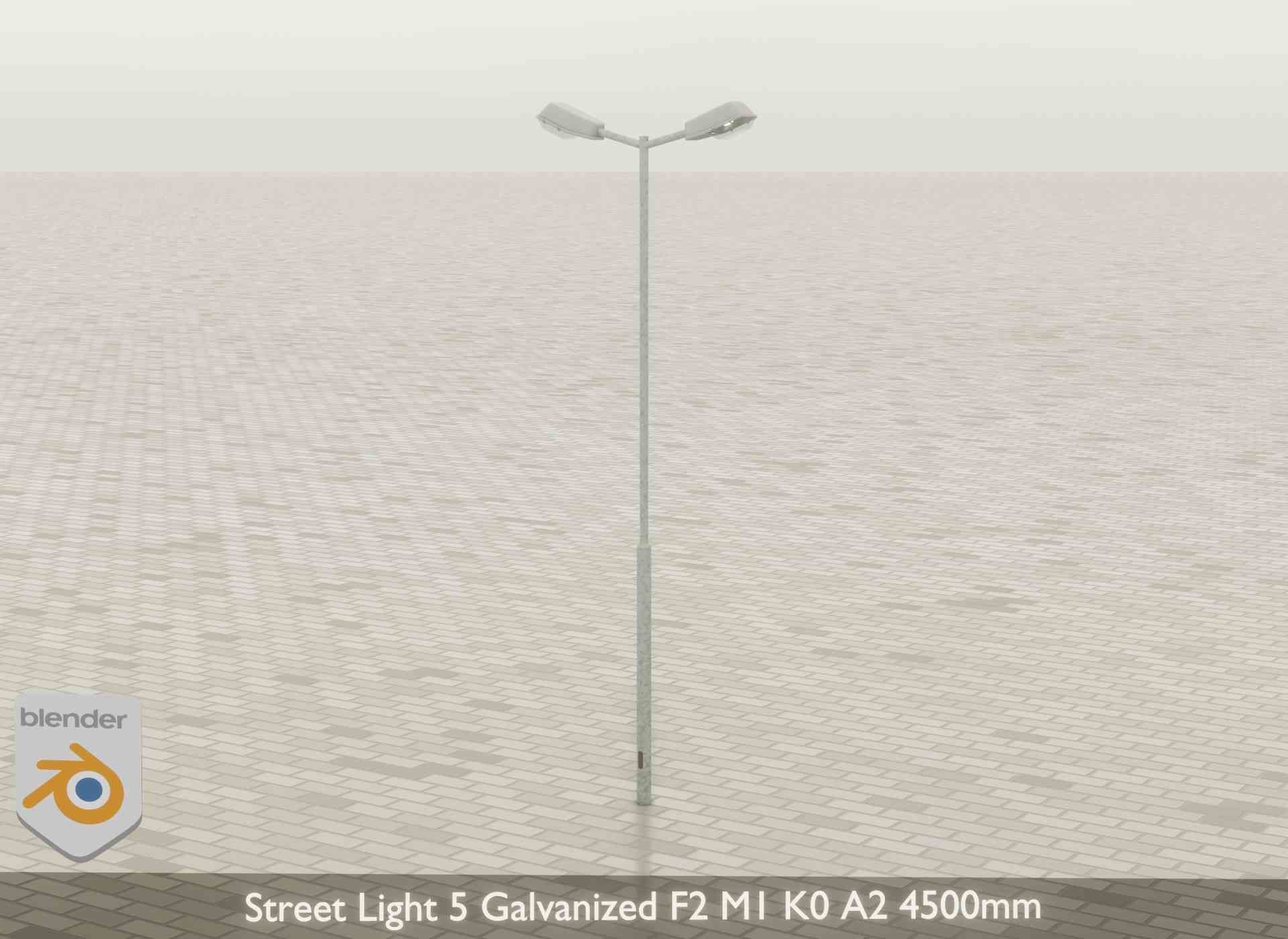 Street Light 5 Galvanized F2 M1 K0 A2 4500mm Low-poly 3D model_28