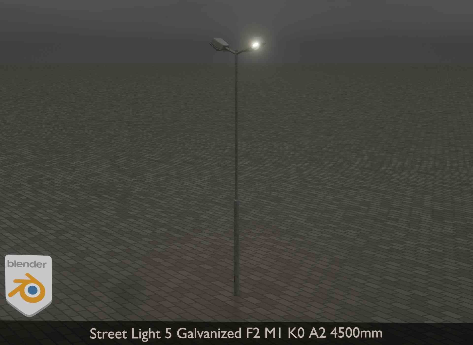 Street Light 5 Galvanized F2 M1 K0 A2 4500mm Low-poly 3D model_17