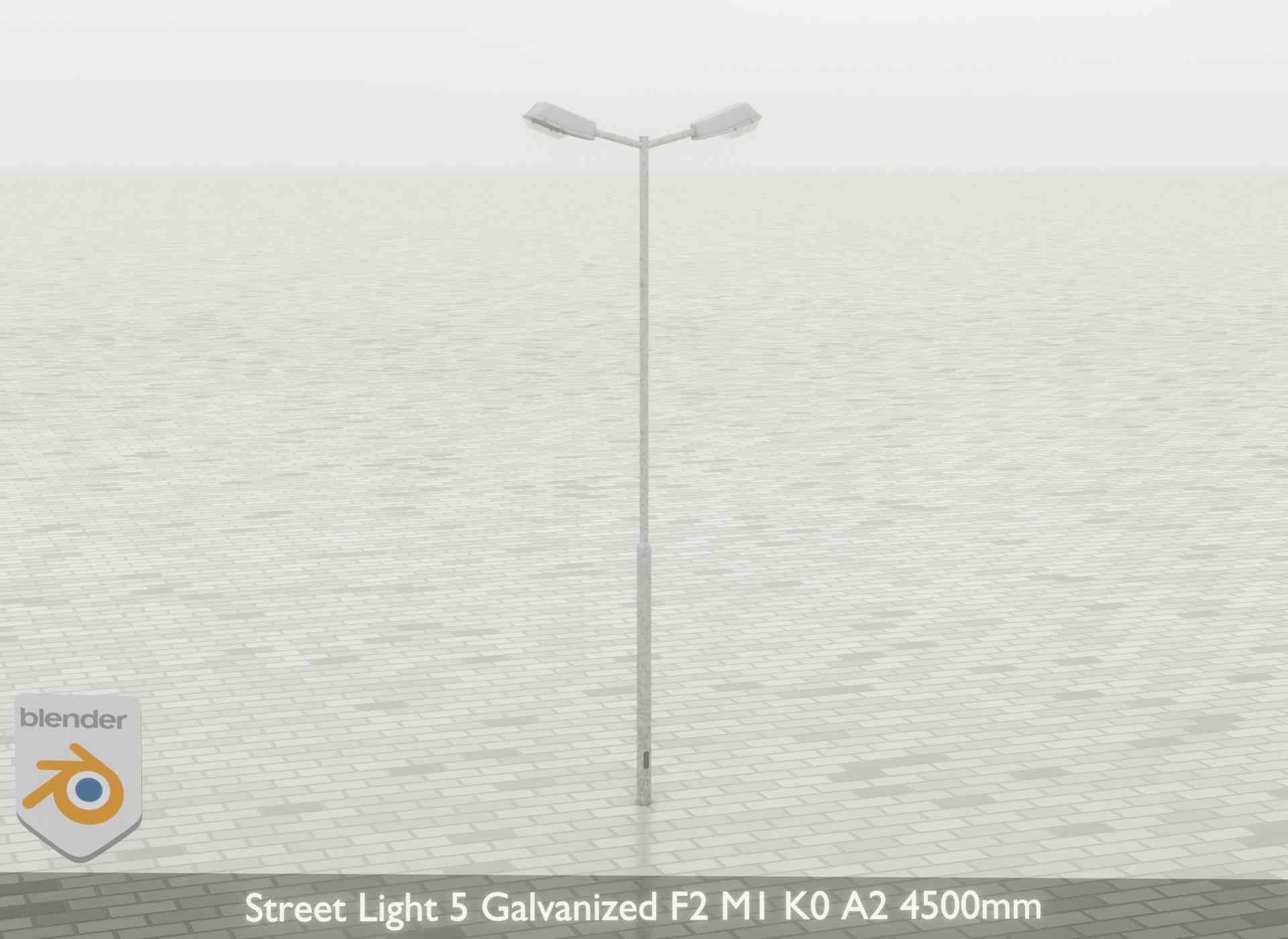 Street Light 5 Galvanized F2 M1 K0 A2 4500mm Low-poly 3D model_37
