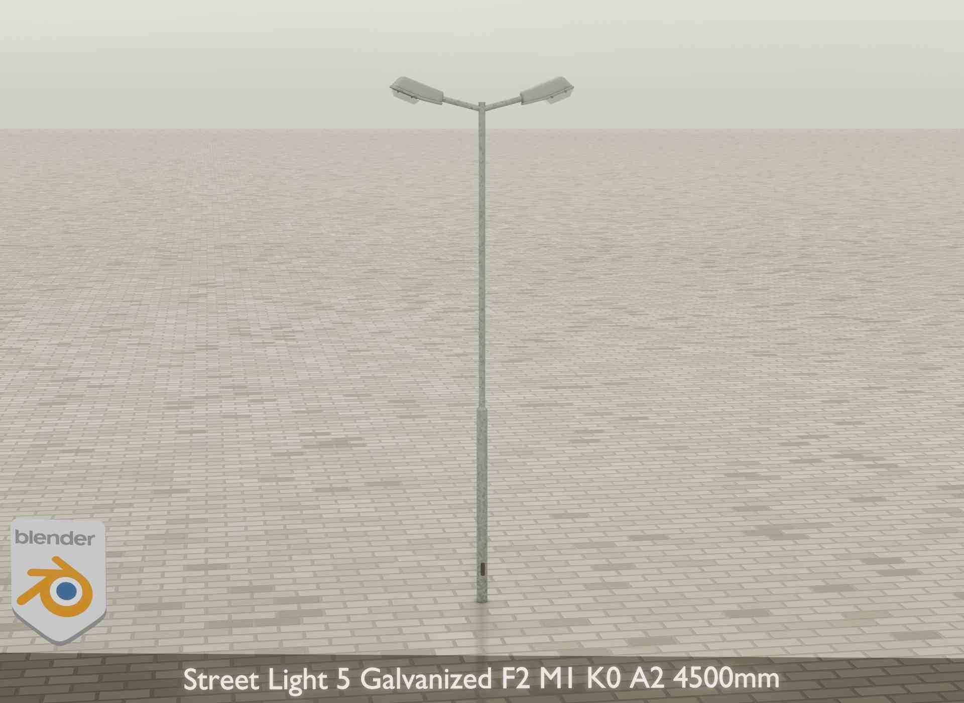 Street Light 5 Galvanized F2 M1 K0 A2 4500mm Low-poly 3D model_25
