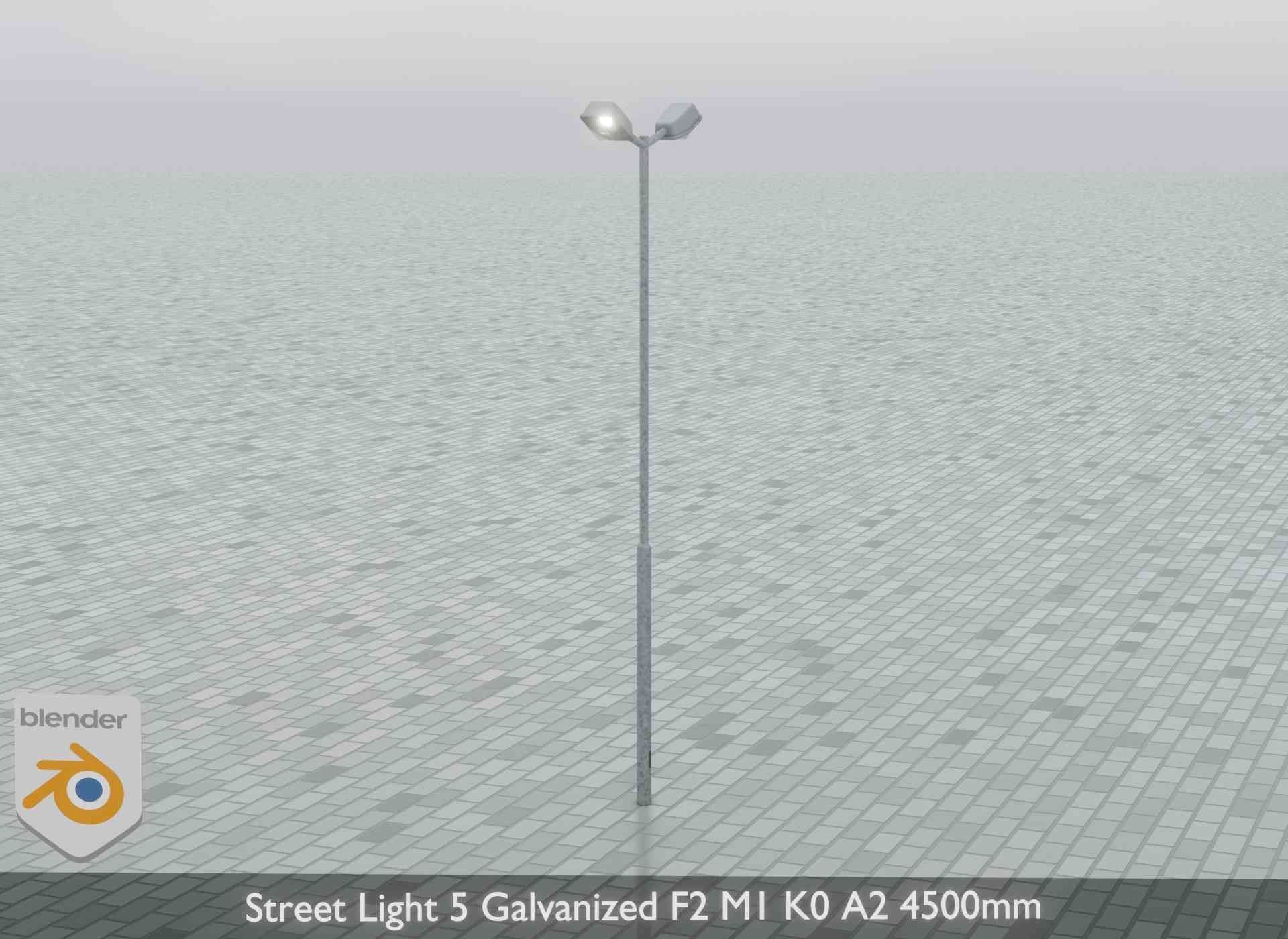 Street Light 5 Galvanized F2 M1 K0 A2 4500mm Low-poly 3D model_8