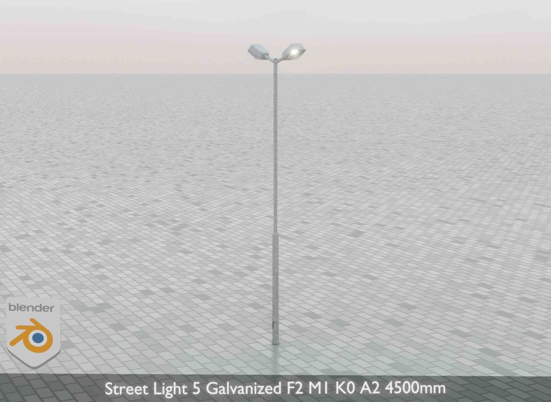 Street Light 5 Galvanized F2 M1 K0 A2 4500mm Low-poly 3D model_43