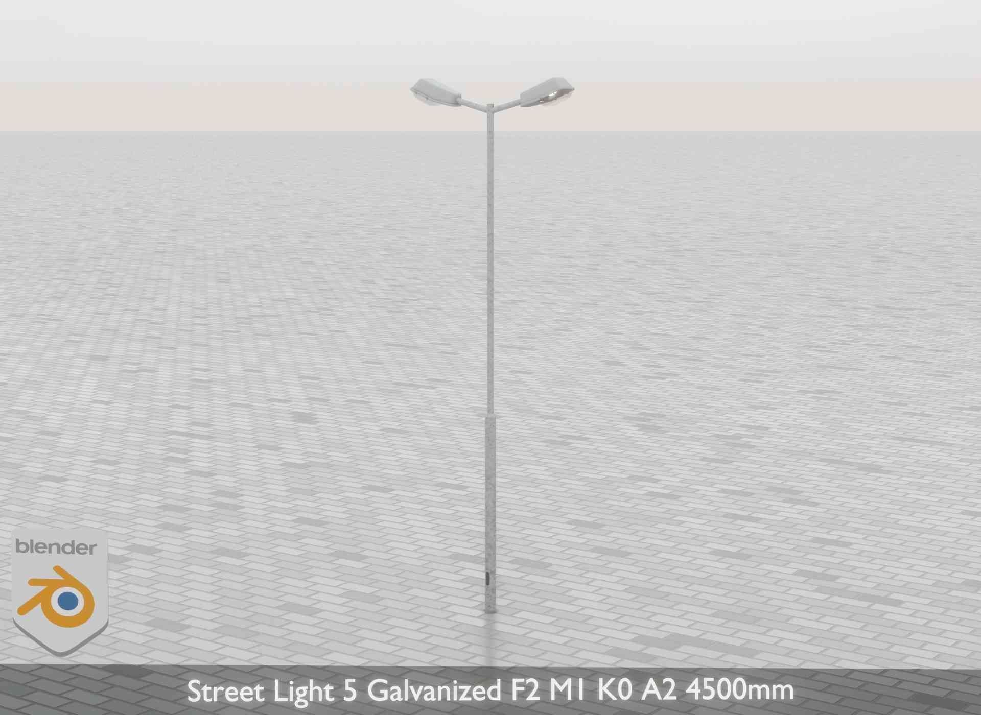 Street Light 5 Galvanized F2 M1 K0 A2 4500mm Low-poly 3D model_41