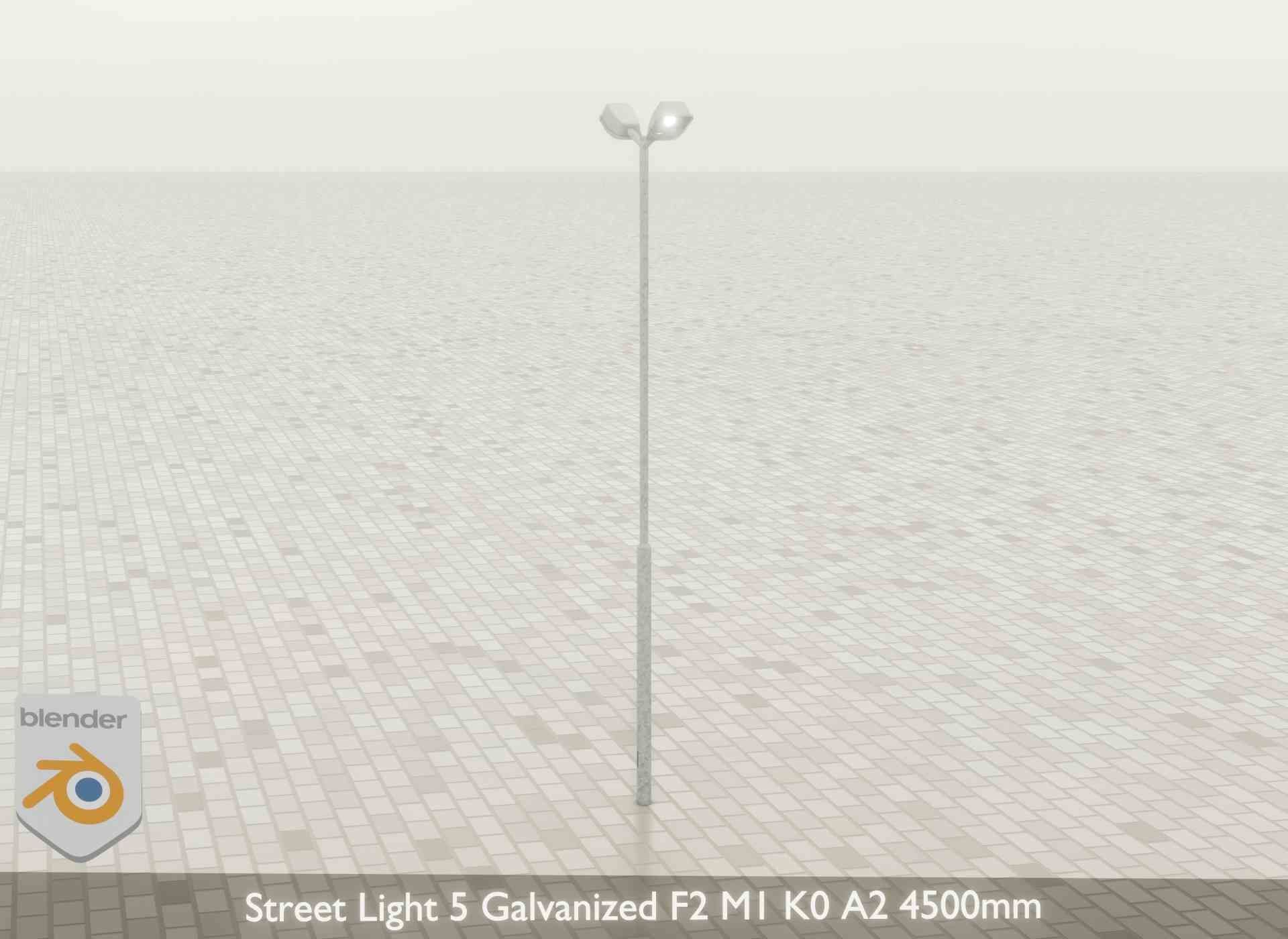 Street Light 5 Galvanized F2 M1 K0 A2 4500mm Low-poly 3D model_31