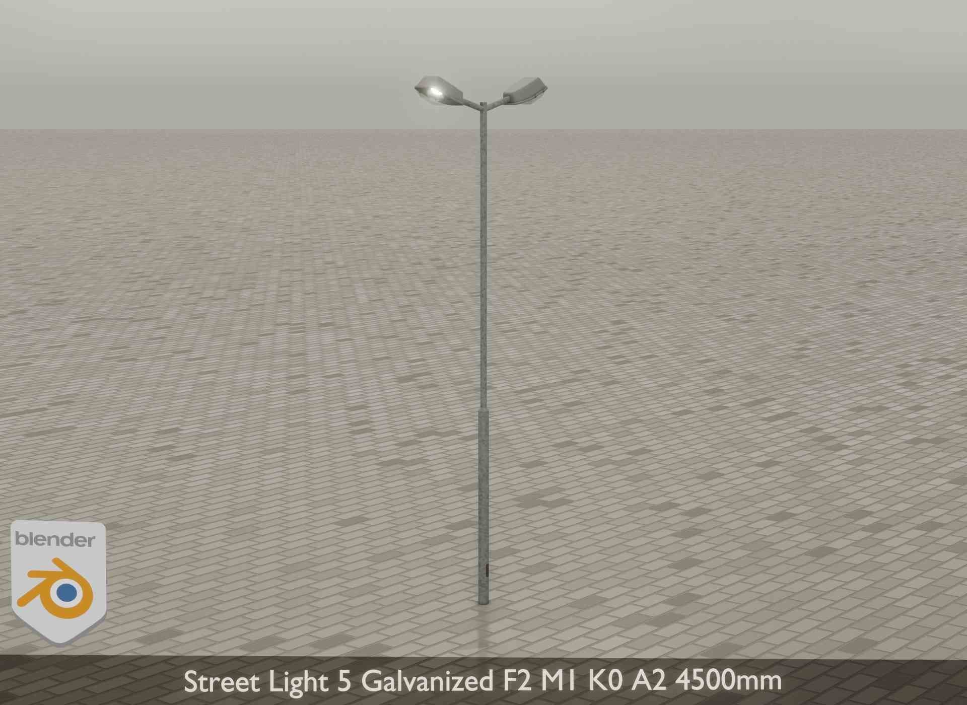 Street Light 5 Galvanized F2 M1 K0 A2 4500mm Low-poly 3D model_22