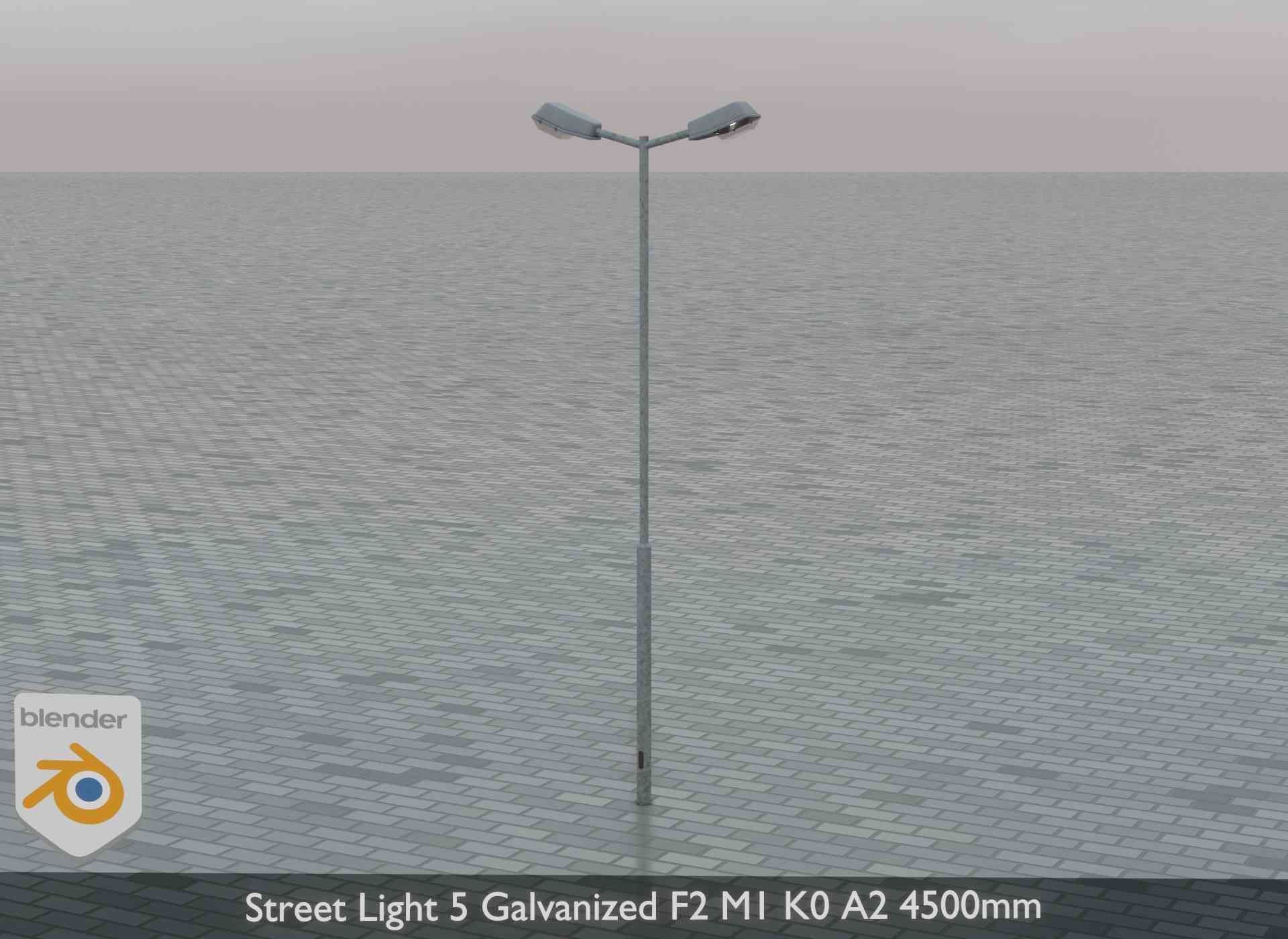 Street Light 5 Galvanized F2 M1 K0 A2 4500mm Low-poly 3D model_2