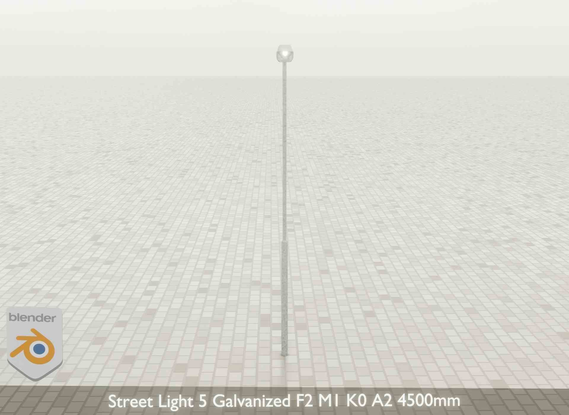 Street Light 5 Galvanized F2 M1 K0 A2 4500mm Low-poly 3D model_32