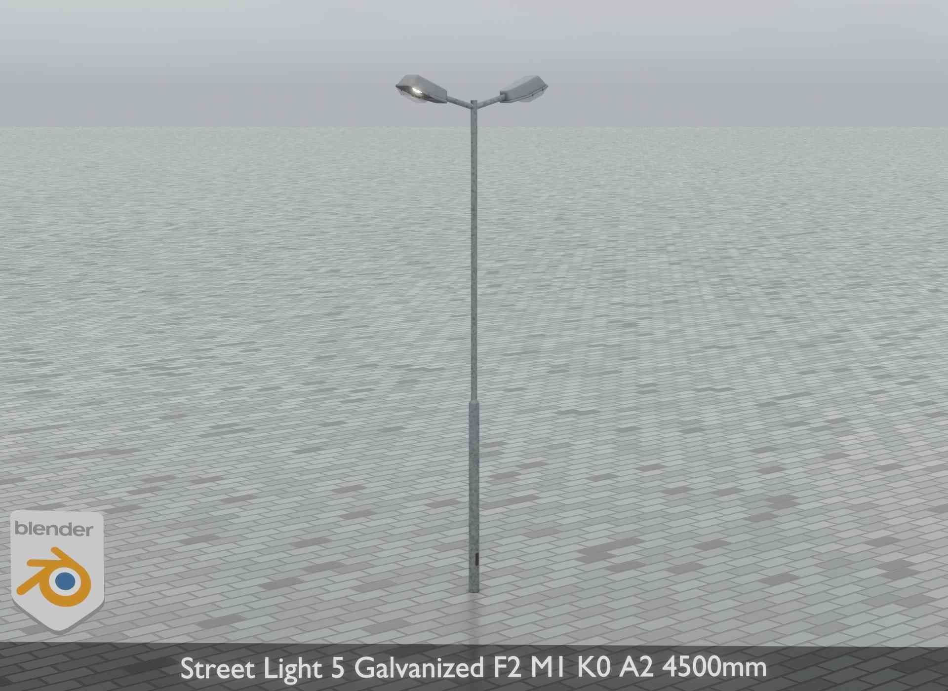 Street Light 5 Galvanized F2 M1 K0 A2 4500mm Low-poly 3D model_10